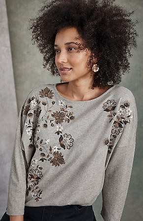 Image for Pure Jill Floral-Embroidered Tee