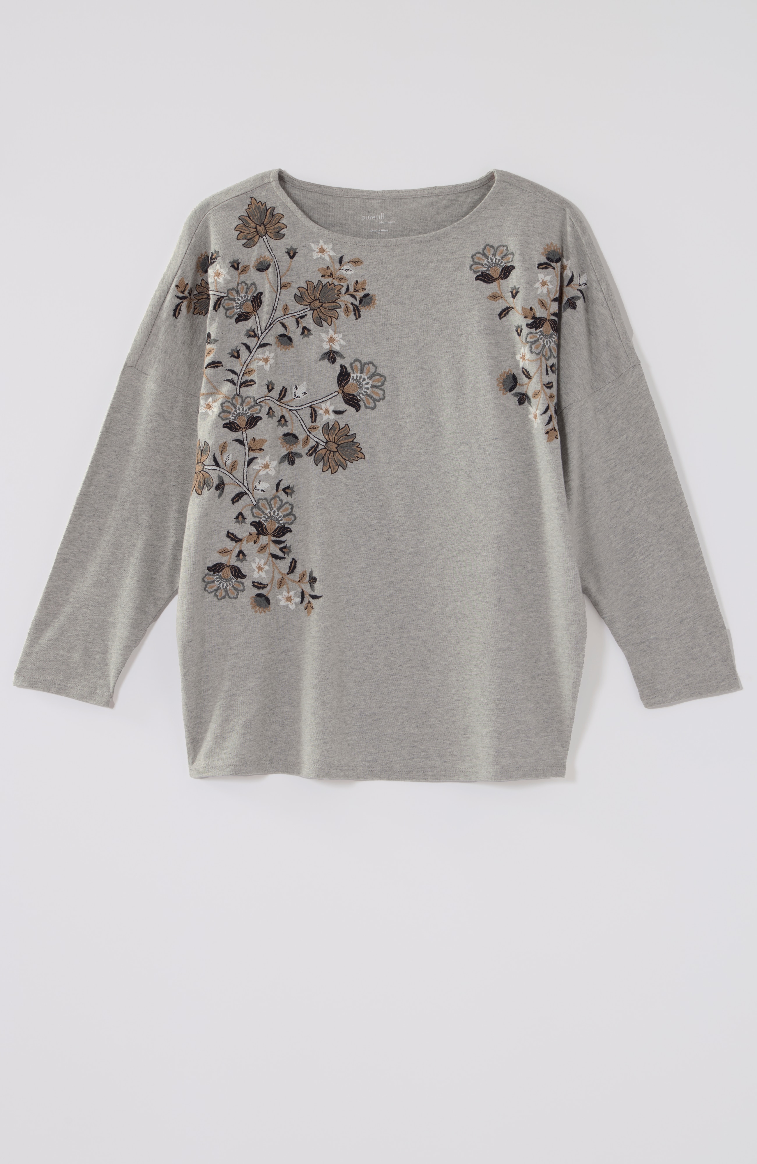 pure jill floral-embroidered tee