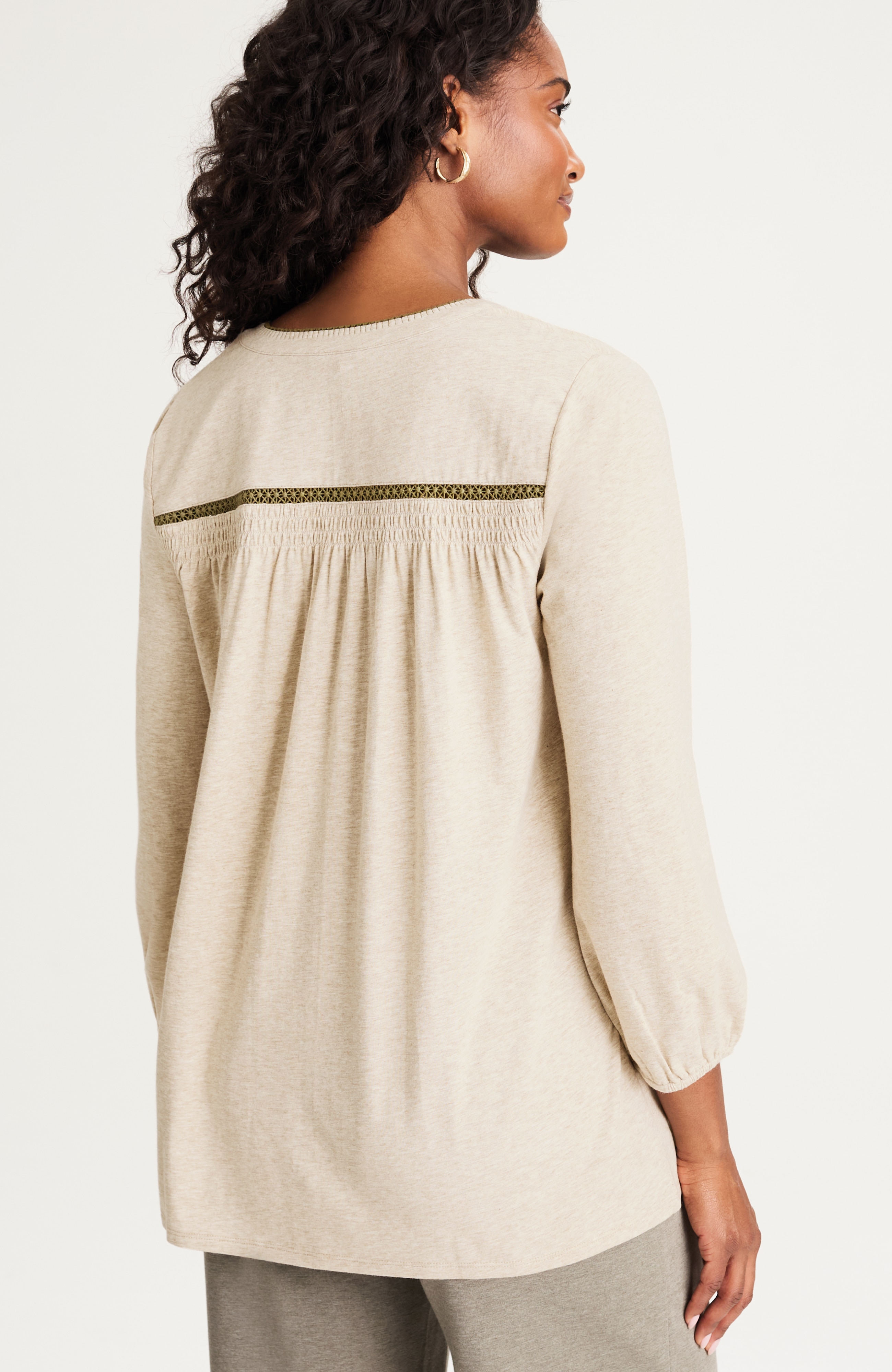 pure jill contrasting-trim top