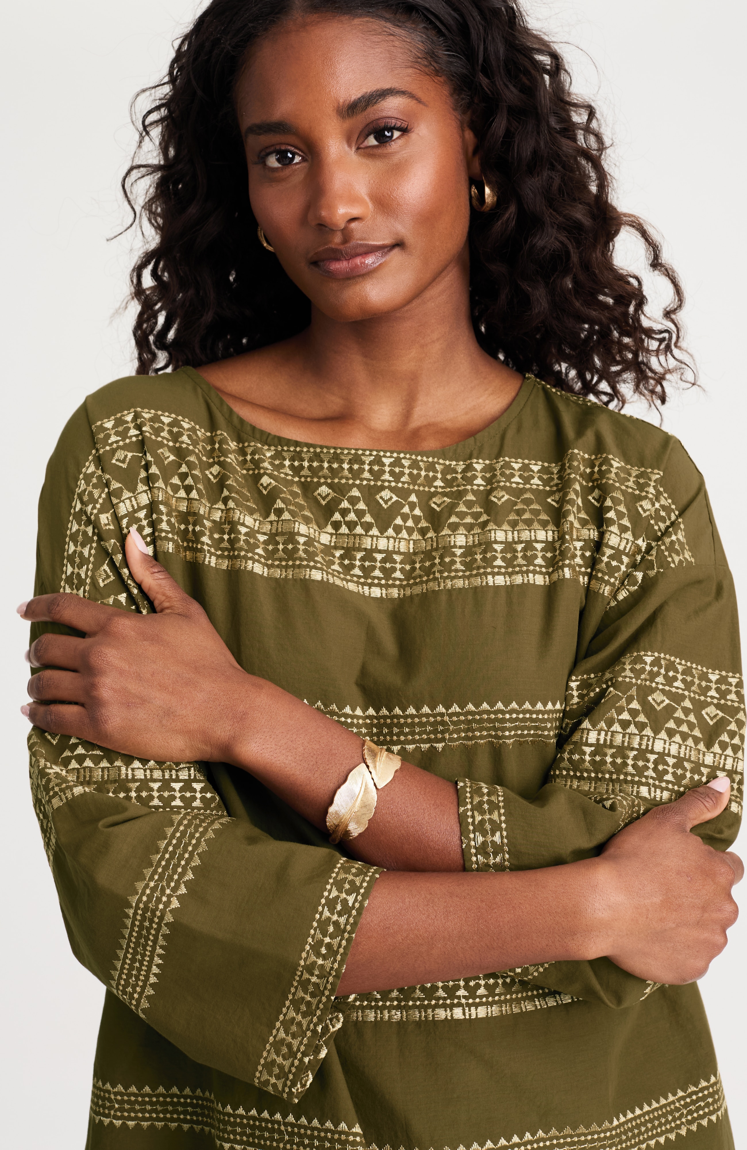 pure jill schiffli-embroidered top