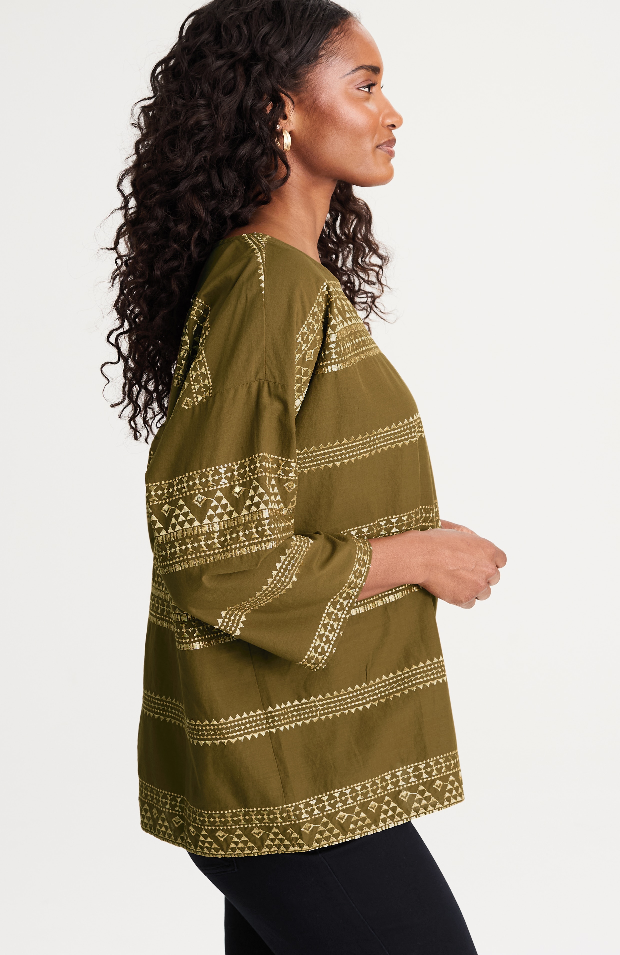 pure jill schiffli-embroidered top