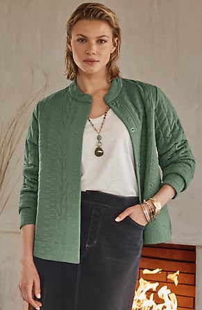 Image for Pure Jill Quilted-Knit Snap-Front Jacket