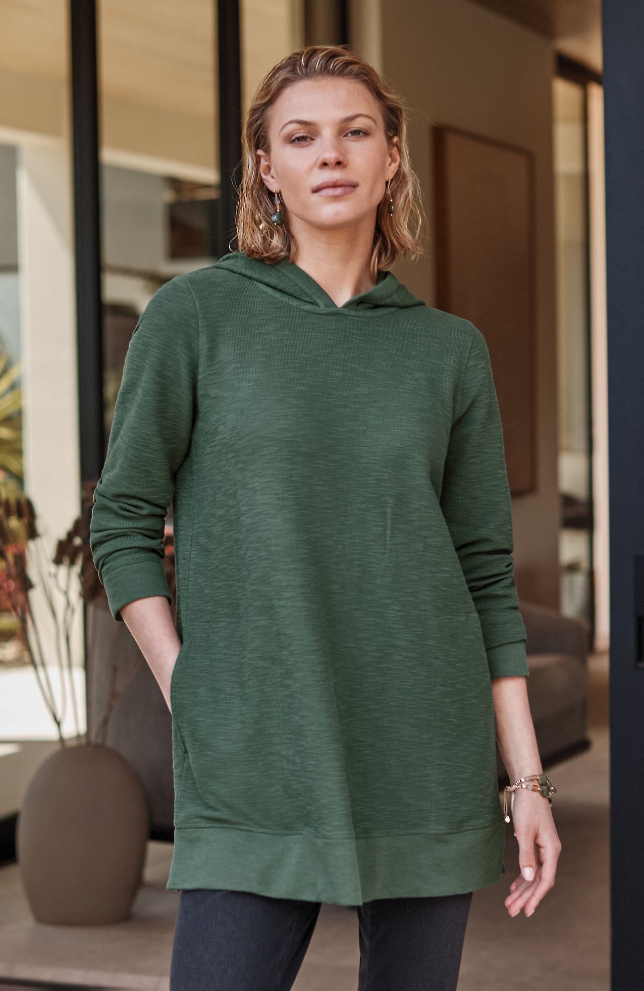 Jjill J.jill Pure Jill Textured Hoodie In Green
