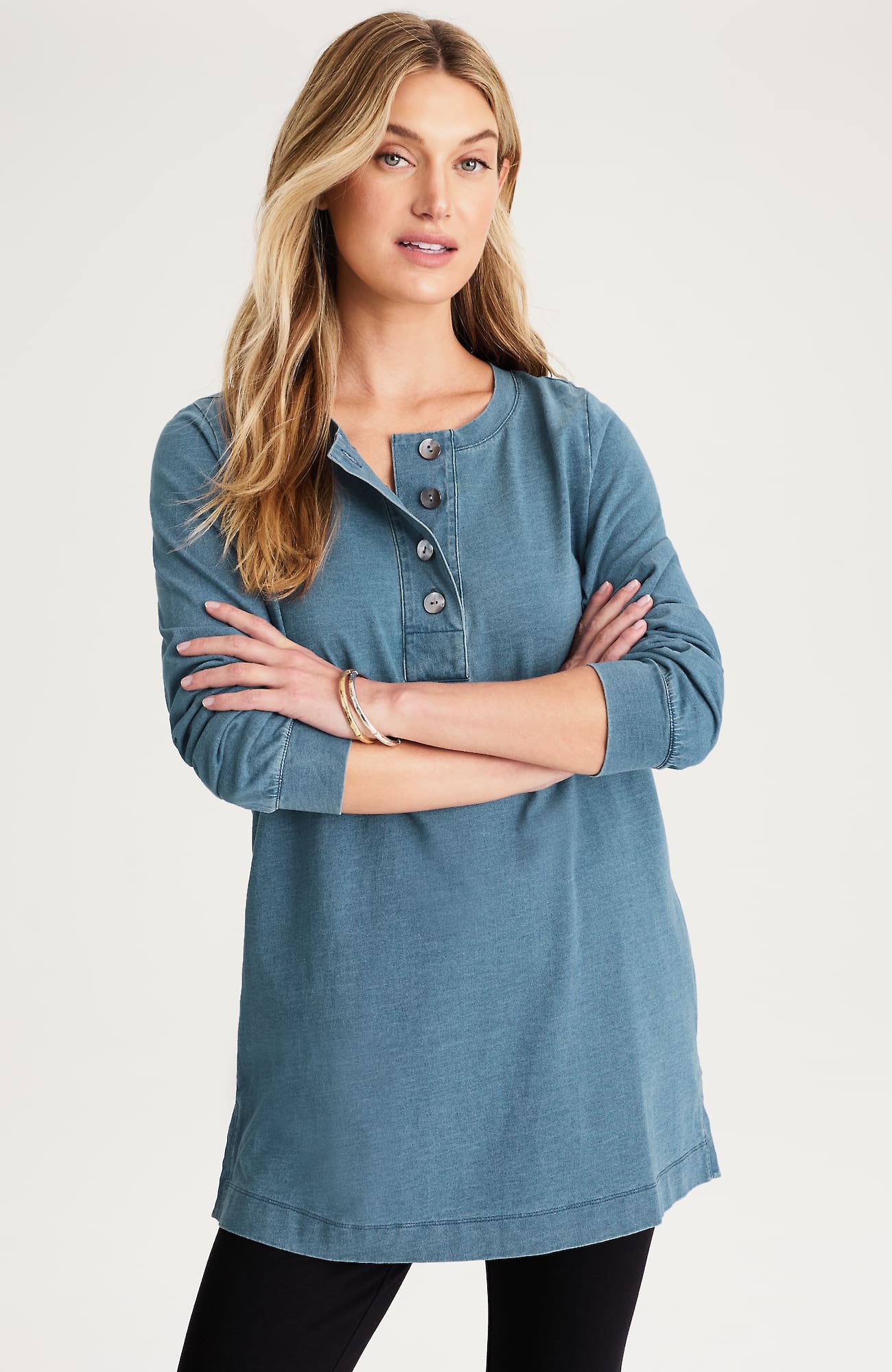 Jjill J.jill Pure Jill Indigo Henley Tunic