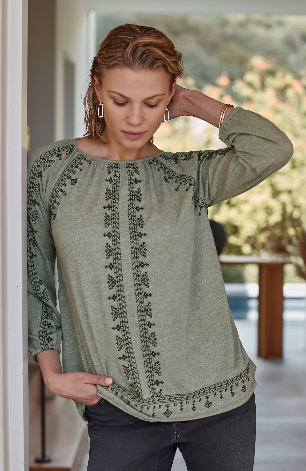 Jjill J.jill Pure Jill Embroidered A-line Top