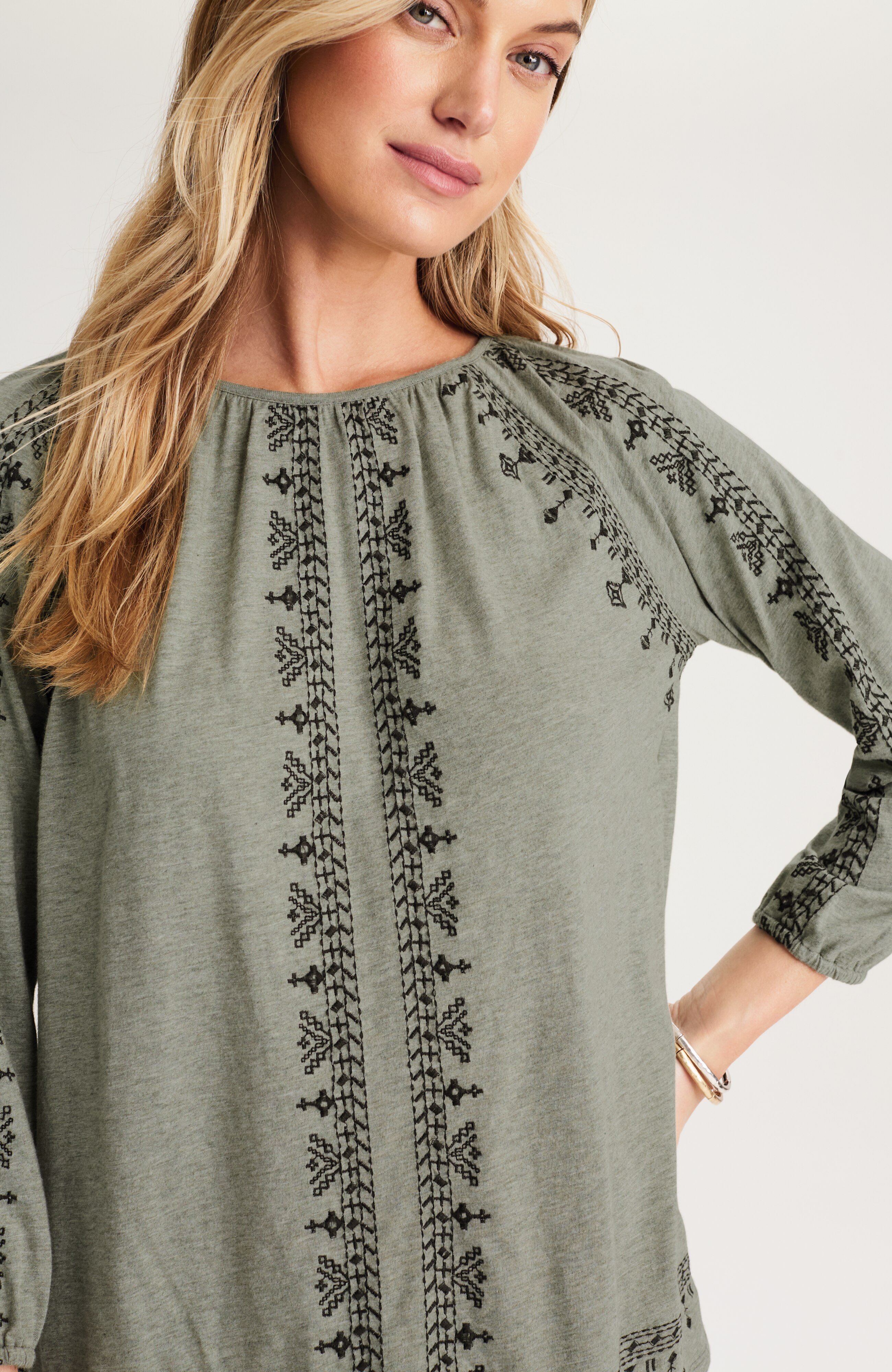 JILL♪ PURE JILL EMBROIDERED A-LINE TOP | JJill