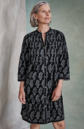 Image for Pure Jill Block-Printed Tiered Dress