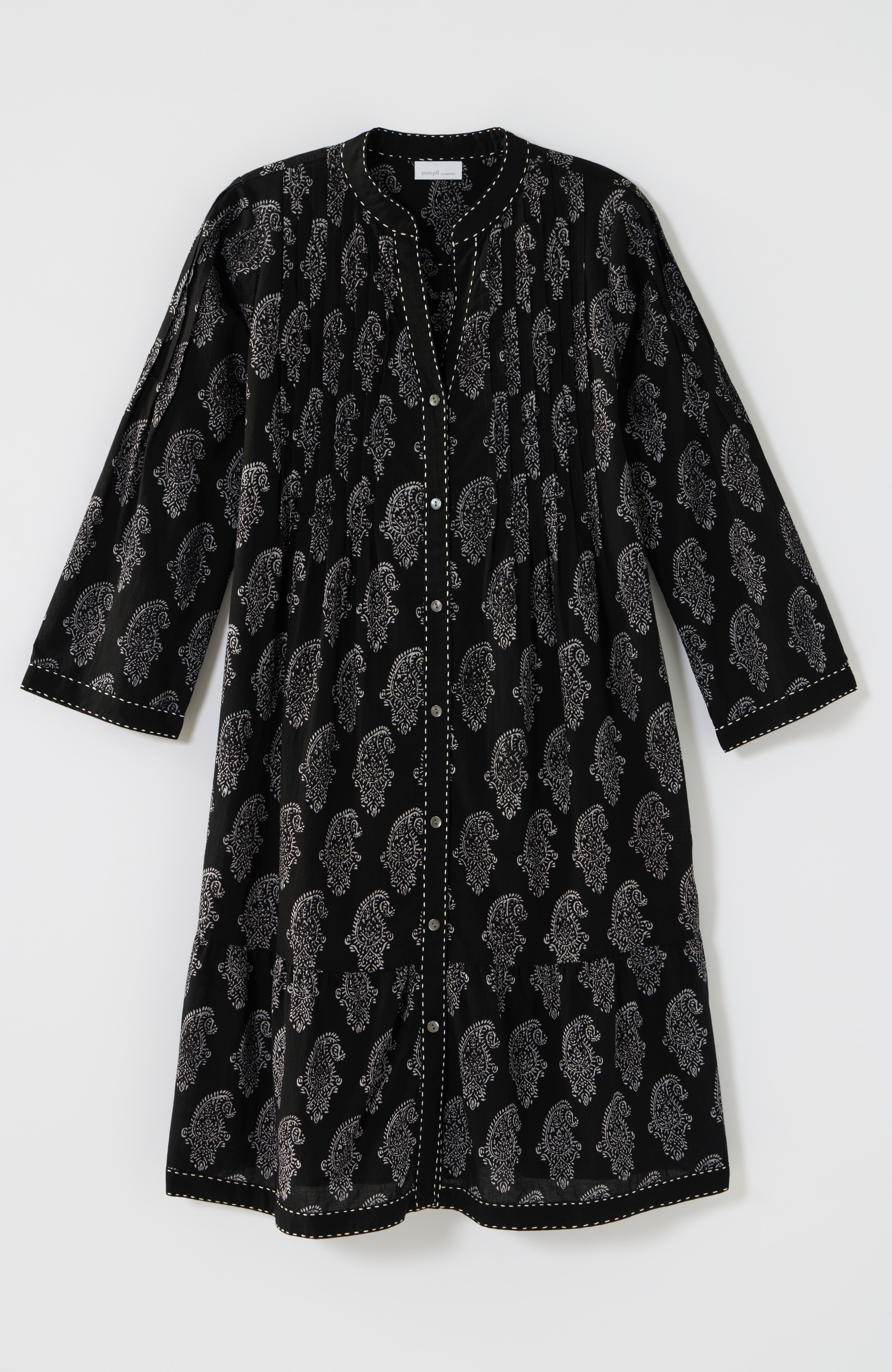 pure jill block-printed tiered dress