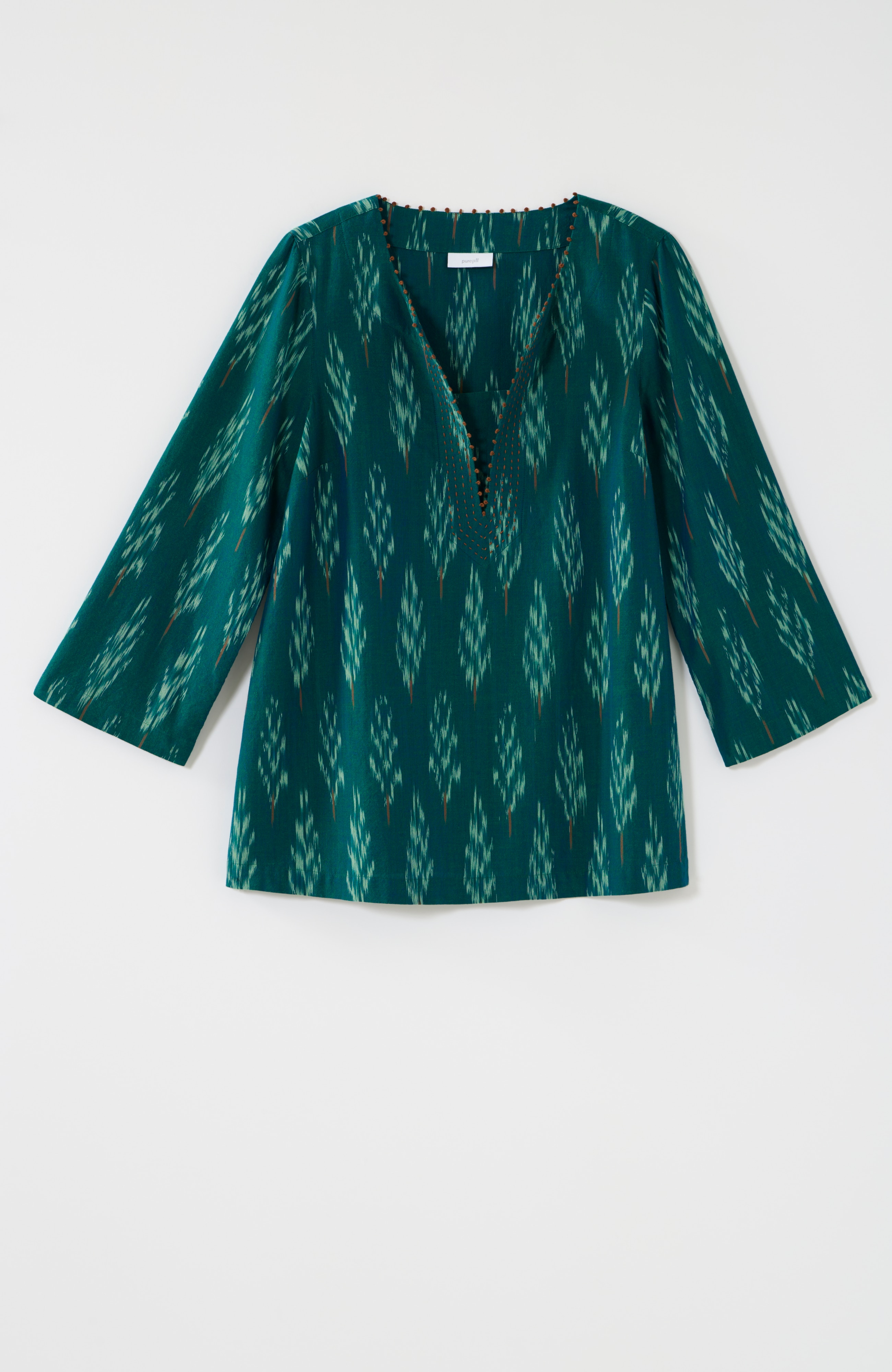pure jill kantha-stitched ikat top