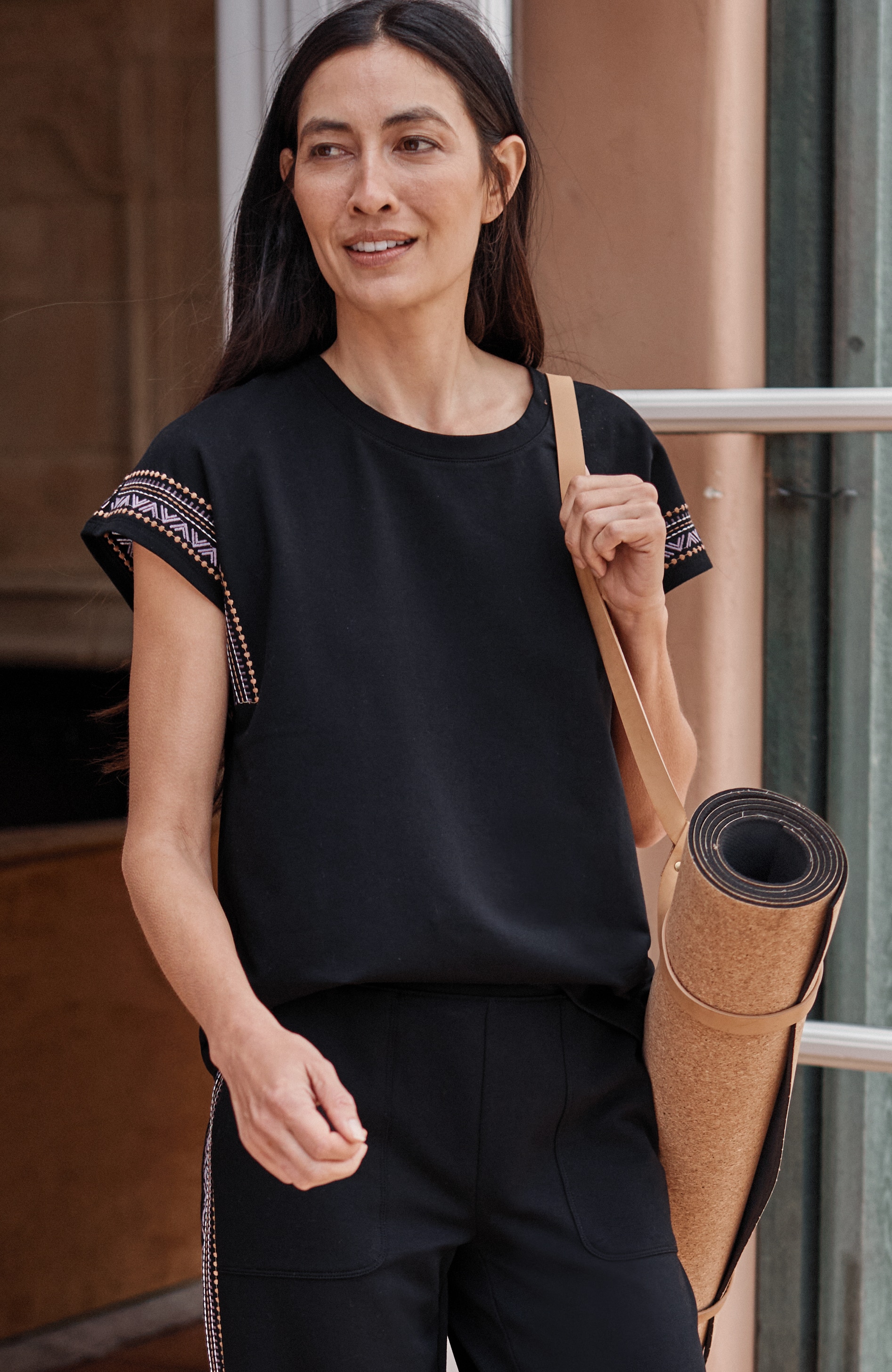 fit french terry embroidered top