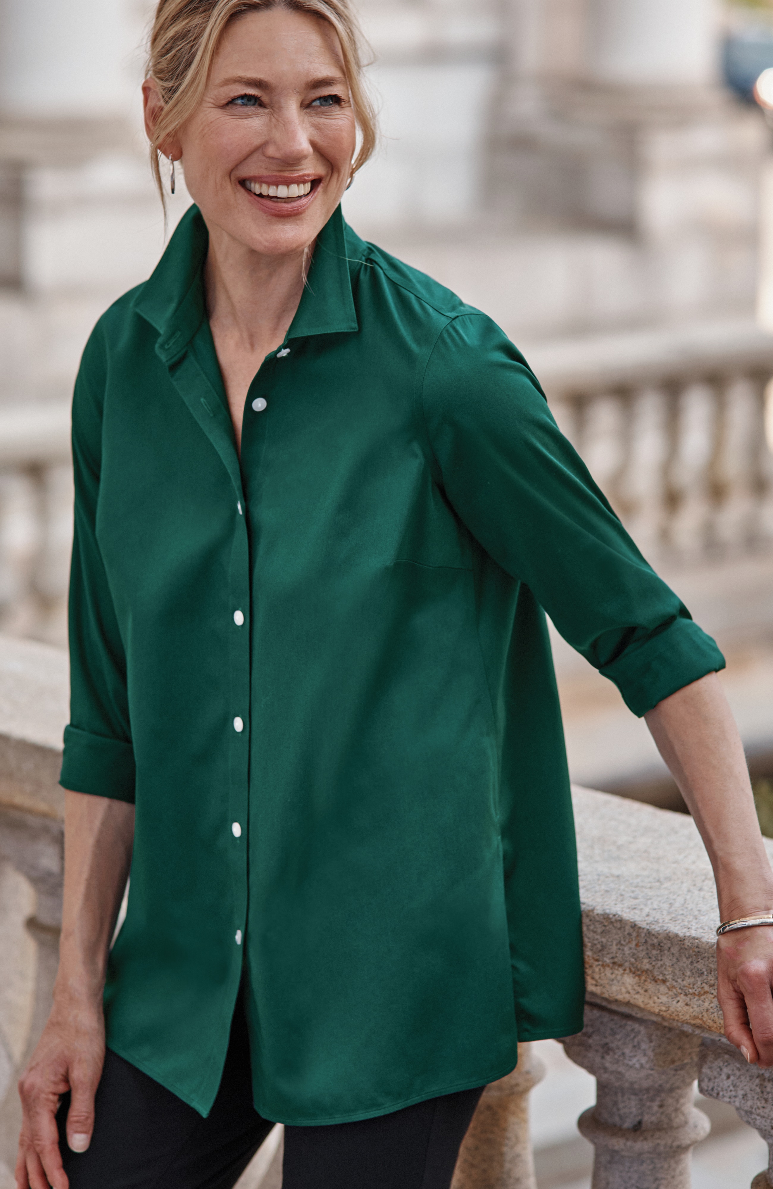 non-iron back-pleat tunic