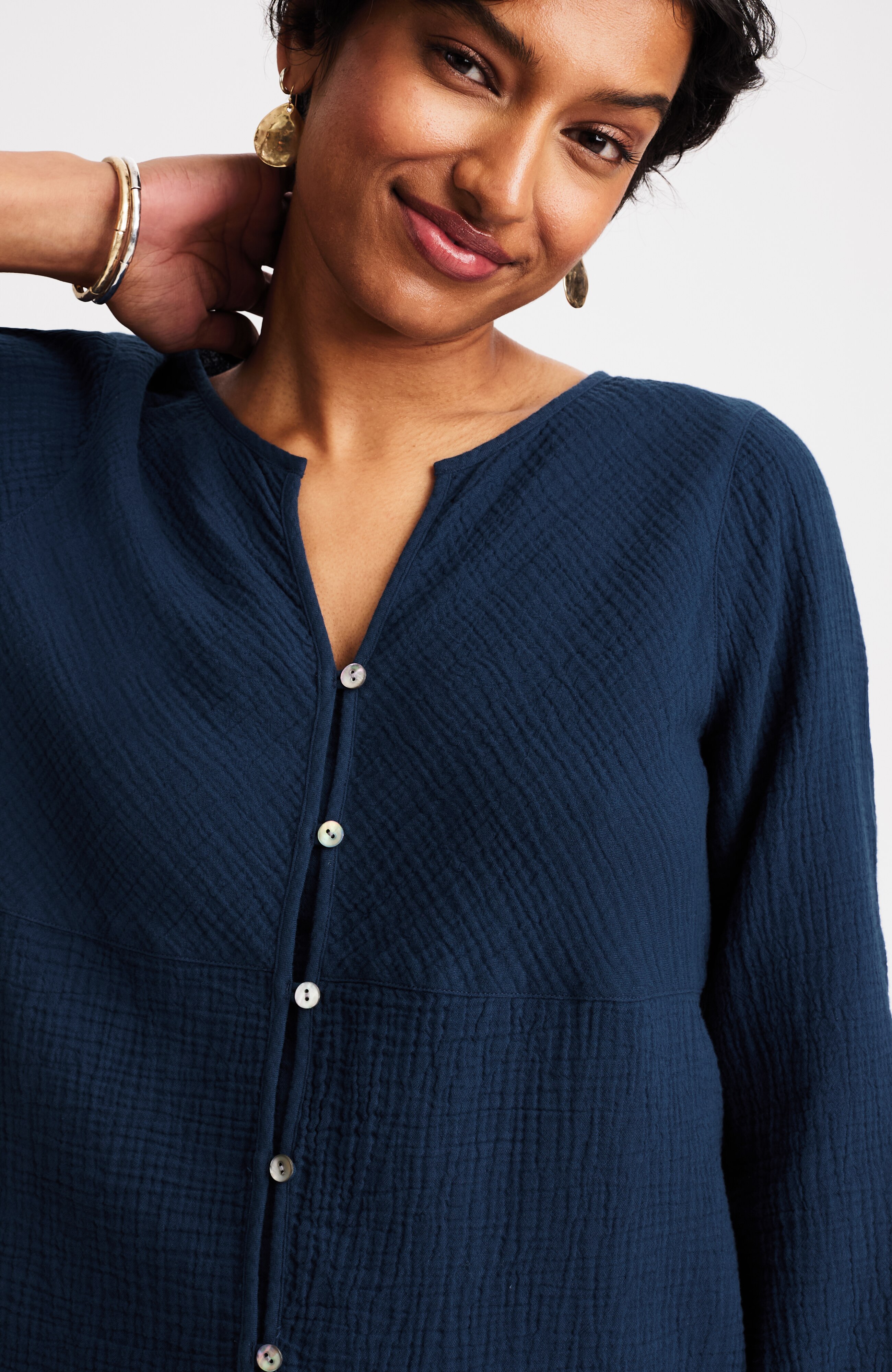 cotton-gauze bias-cut top