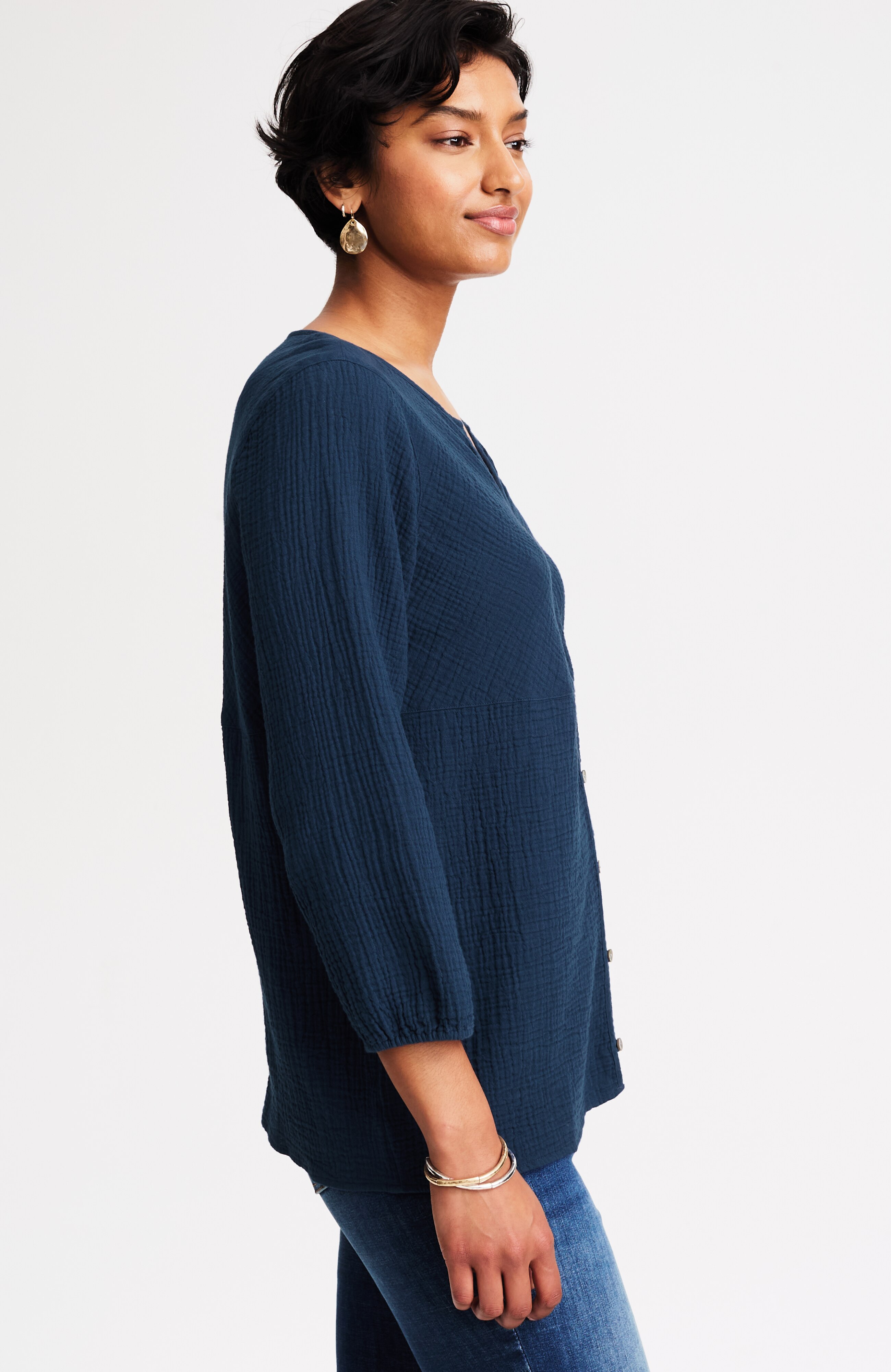cotton-gauze bias-cut top