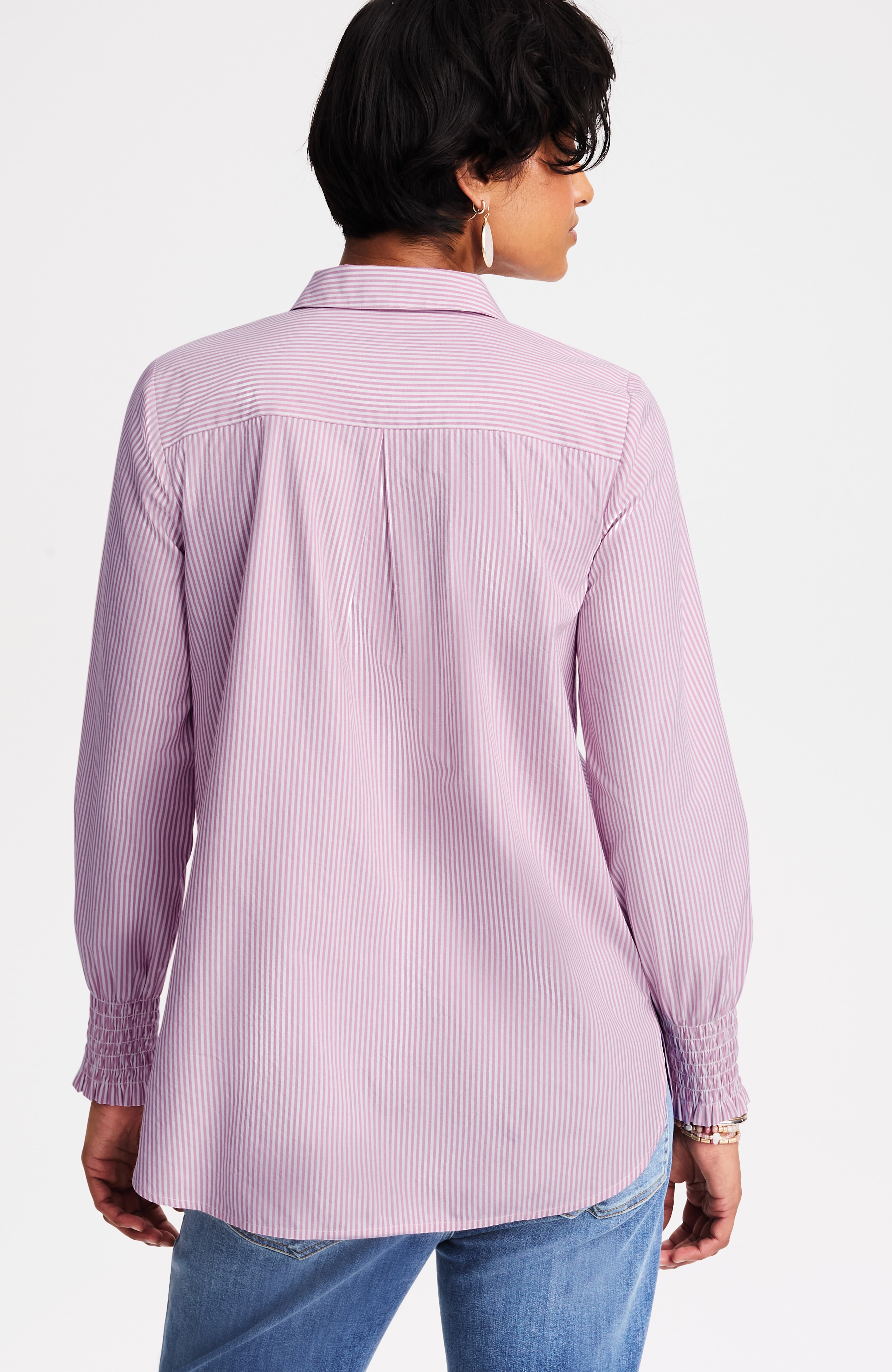 smocked-sleeves poplin tunic