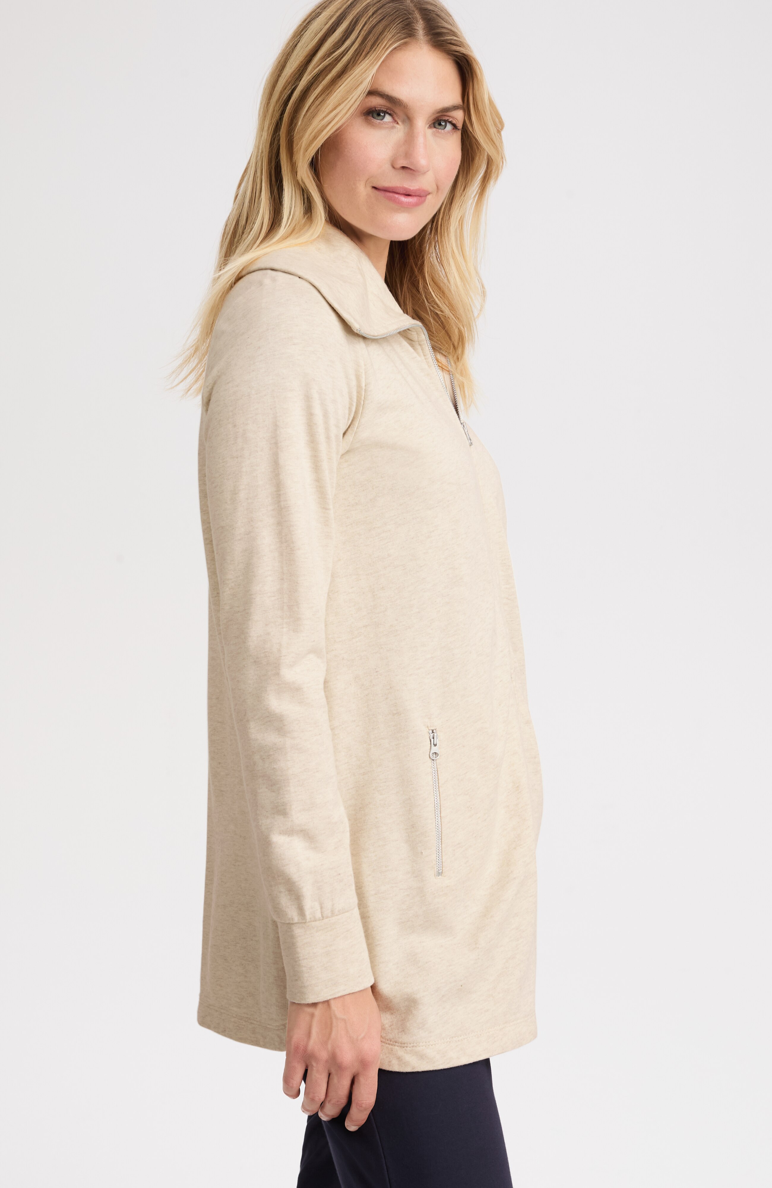 fit french terry zip-up jacket