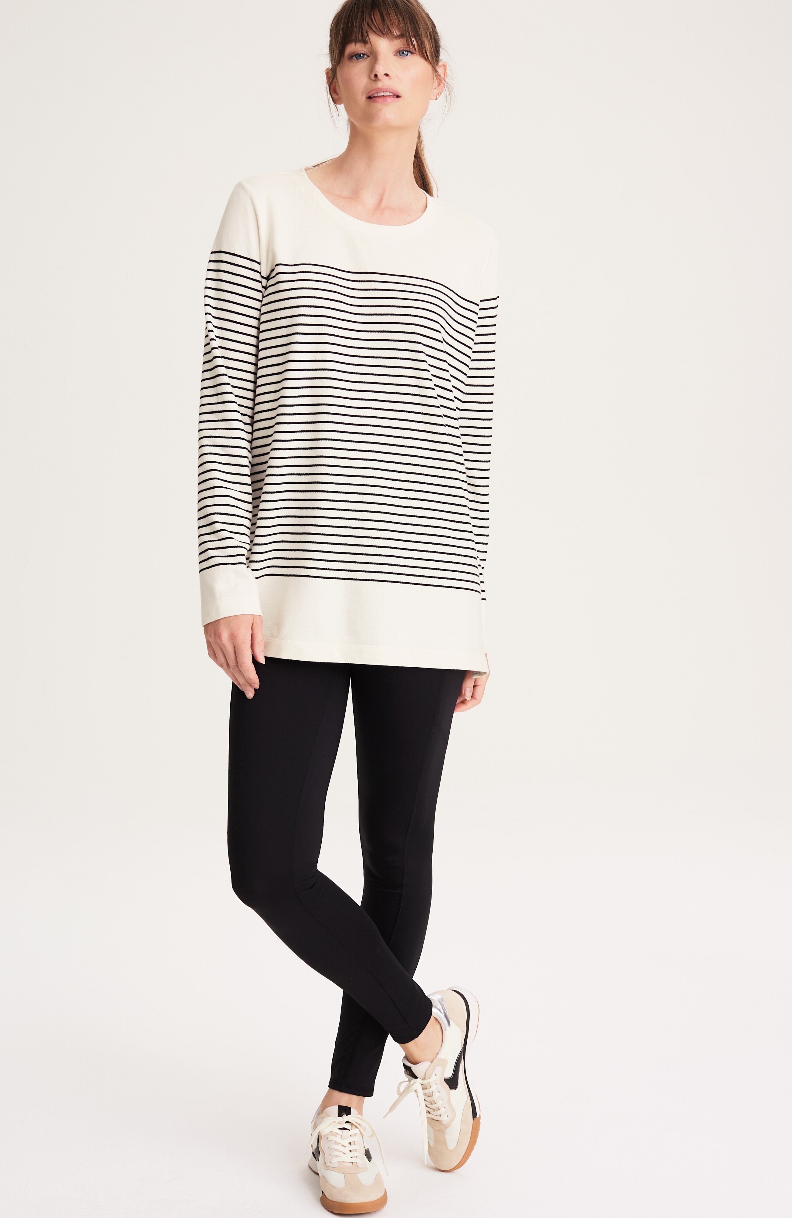 fit french terry striped tunic