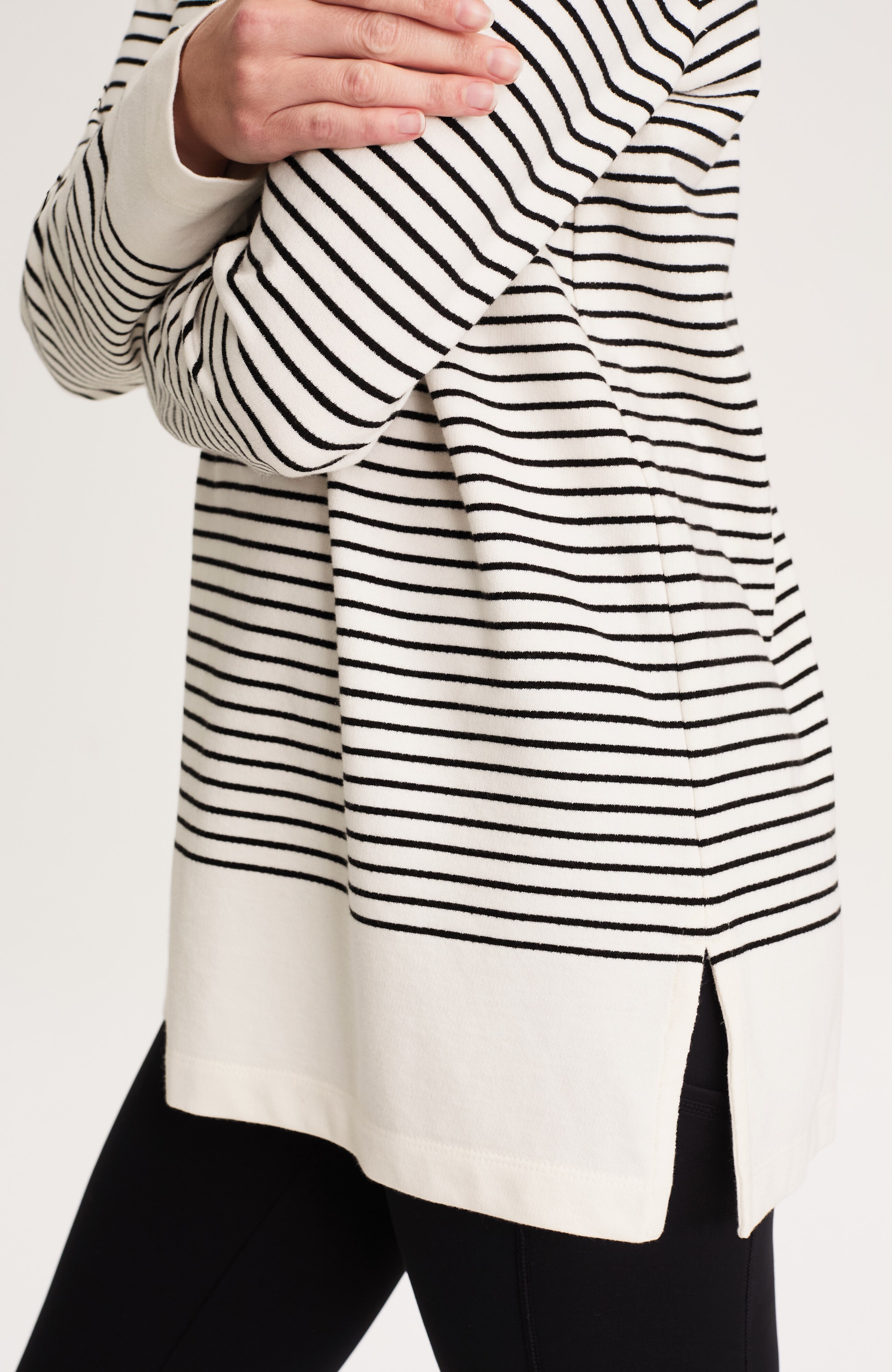 fit french terry striped tunic