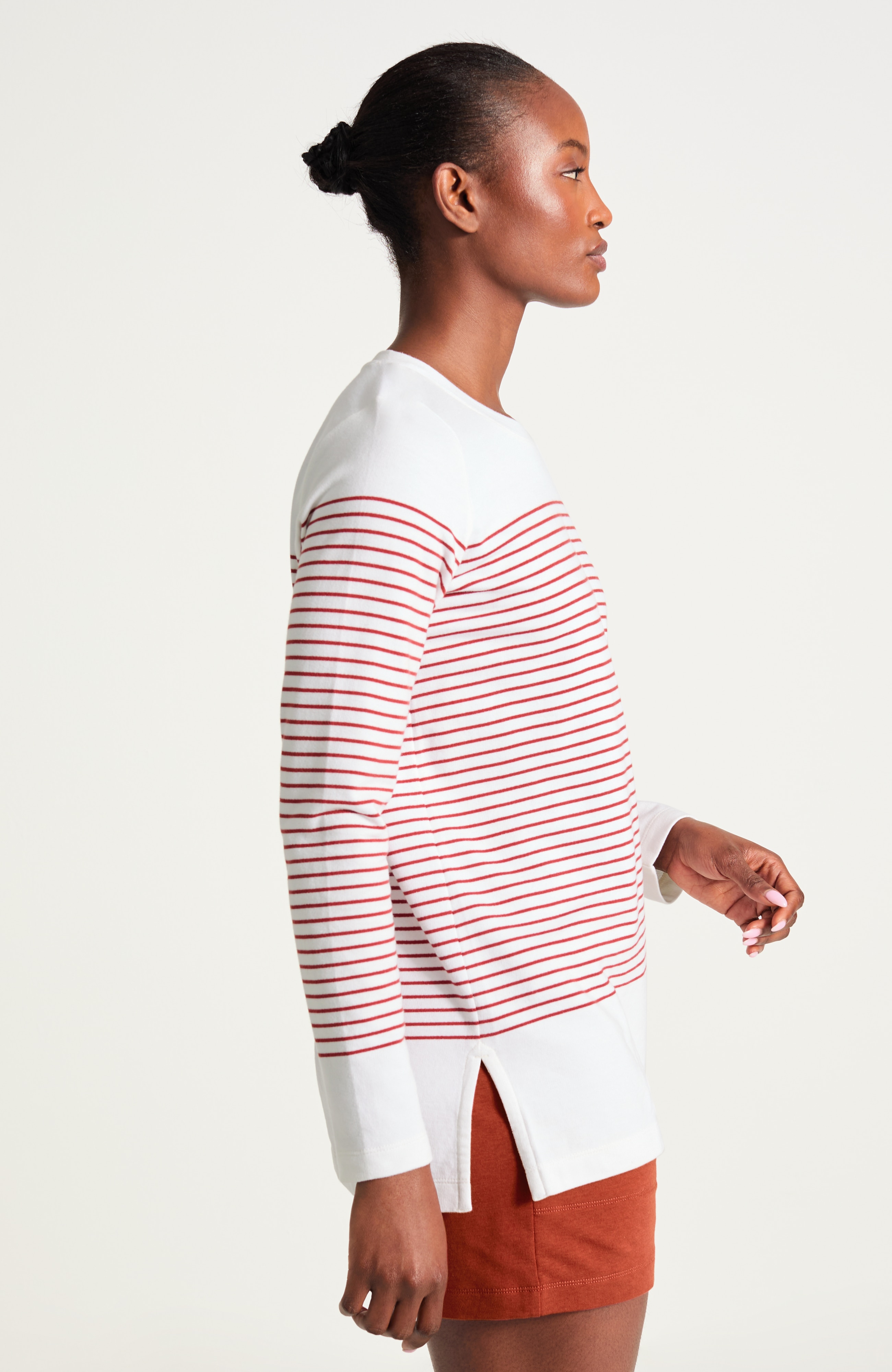 fit french terry striped tunic
