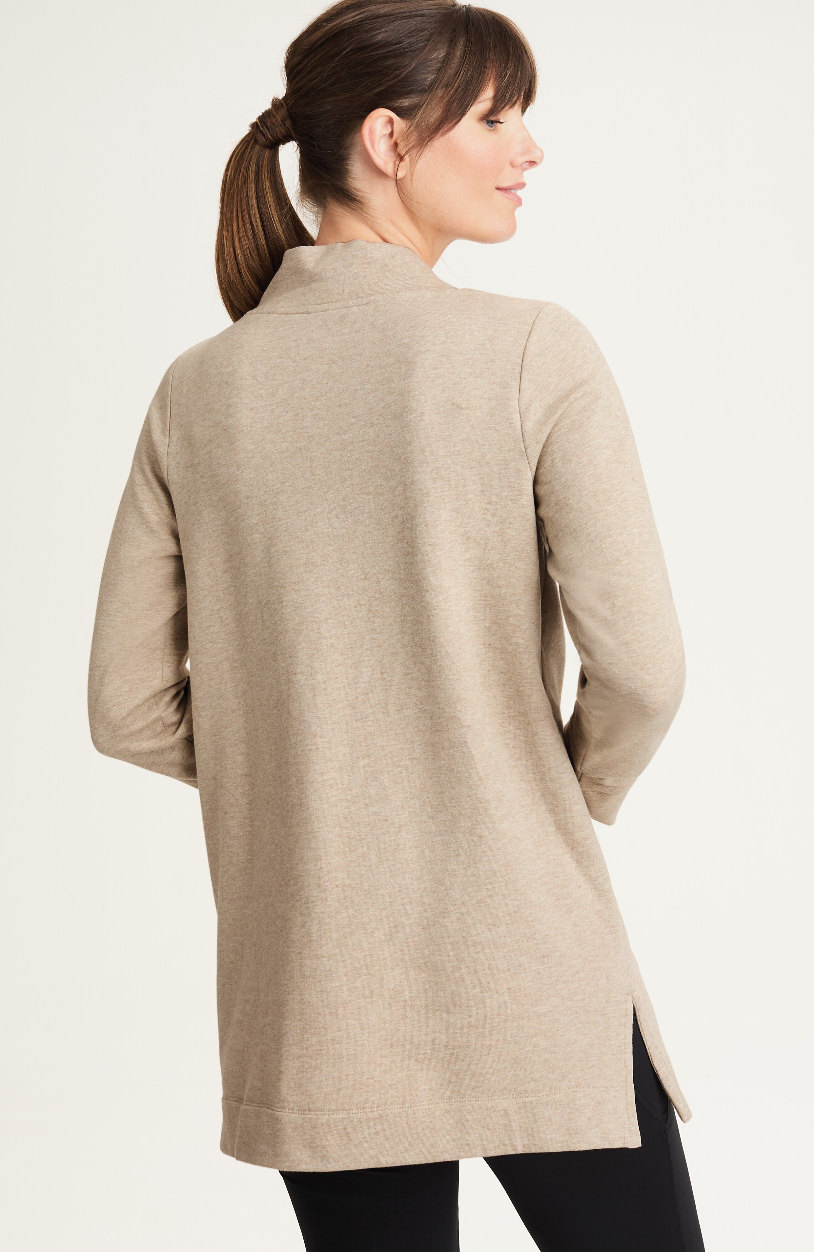fit fleece draped-neck tunic