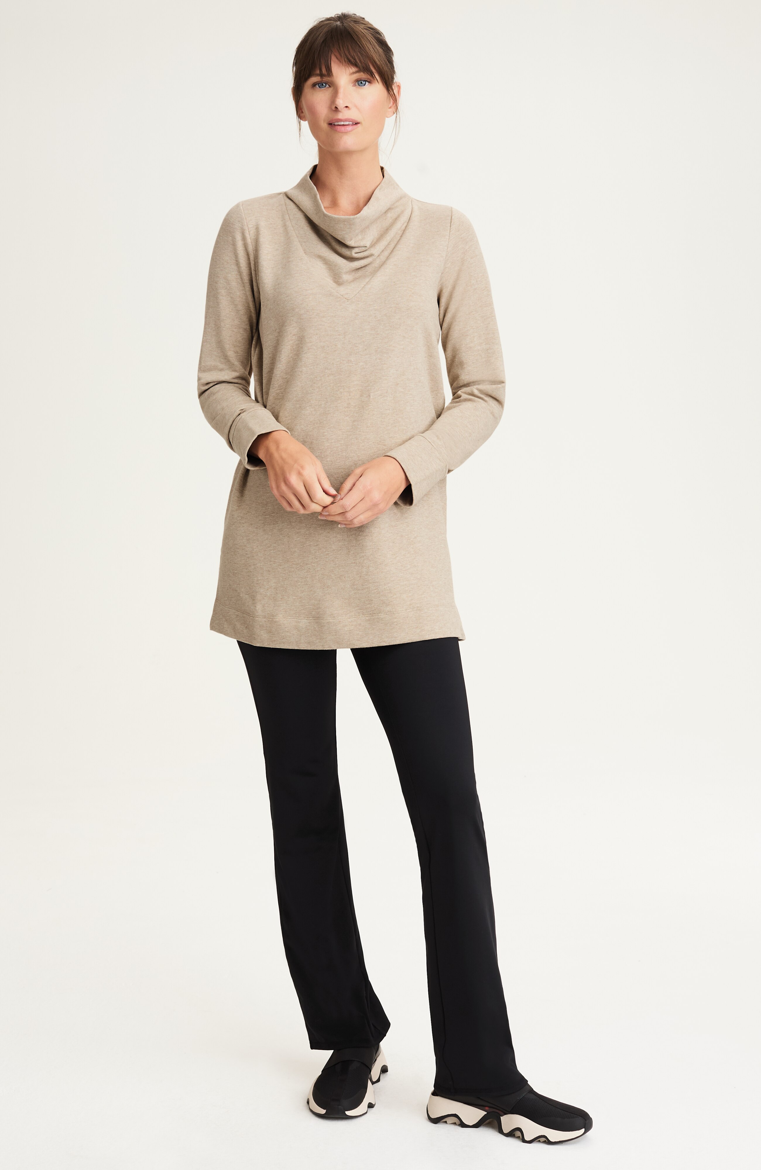 fit fleece draped-neck tunic