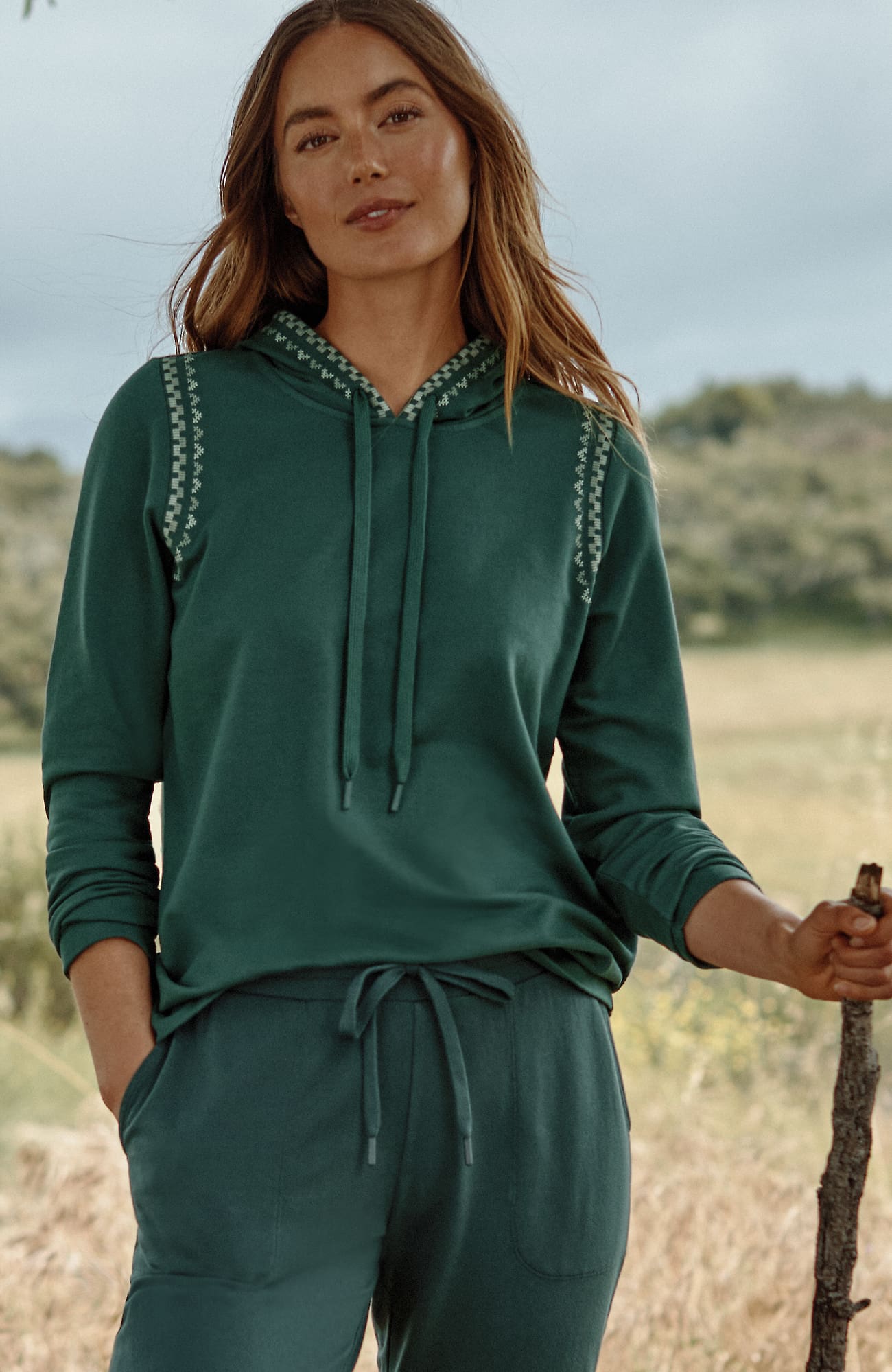 Jjill J.jill Fit Embroidered Fleece Hoodie