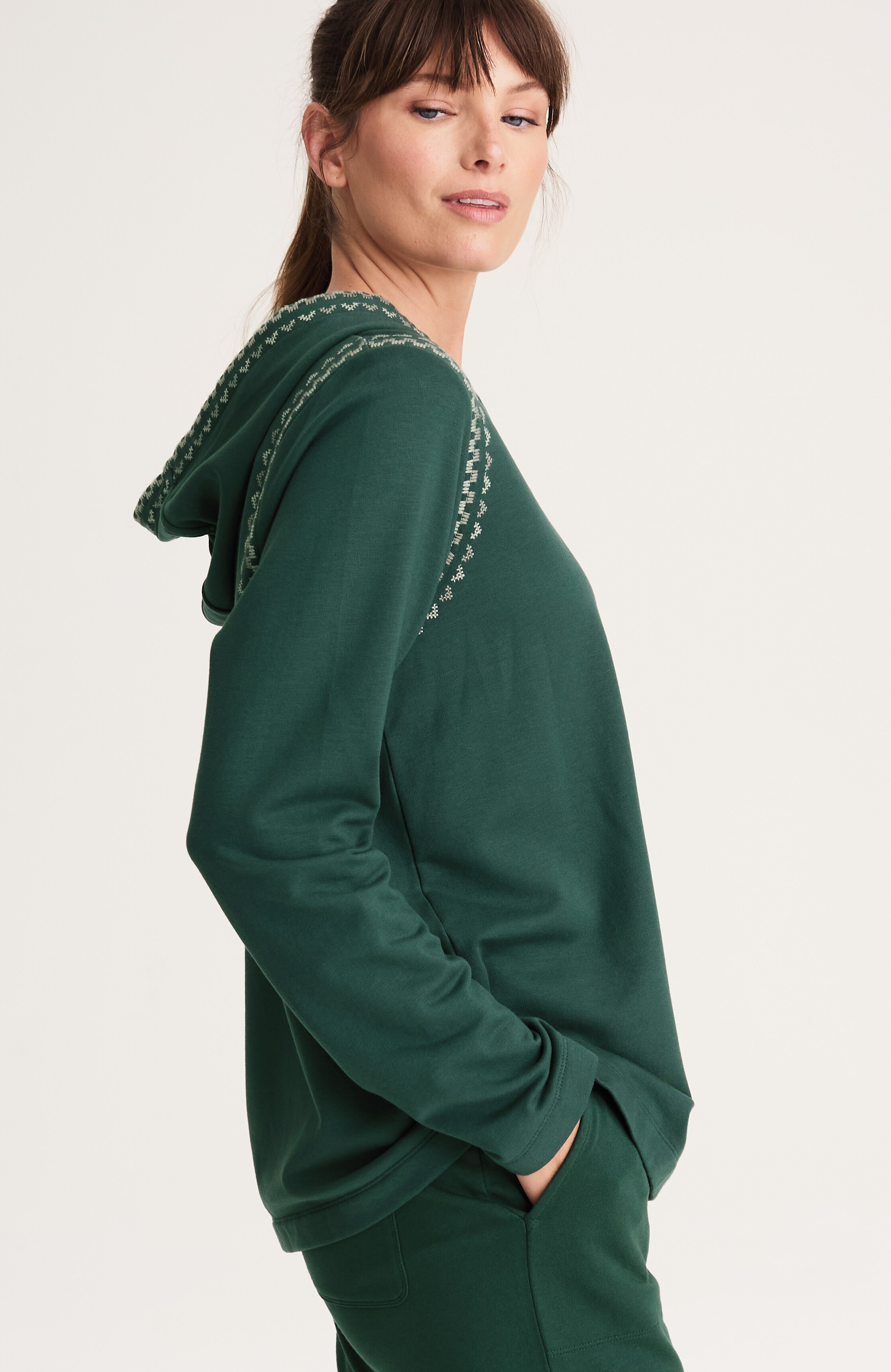 fit embroidered fleece hoodie