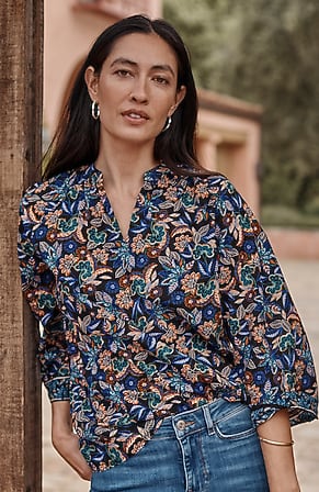 Image for Border-Printed A-Line Top