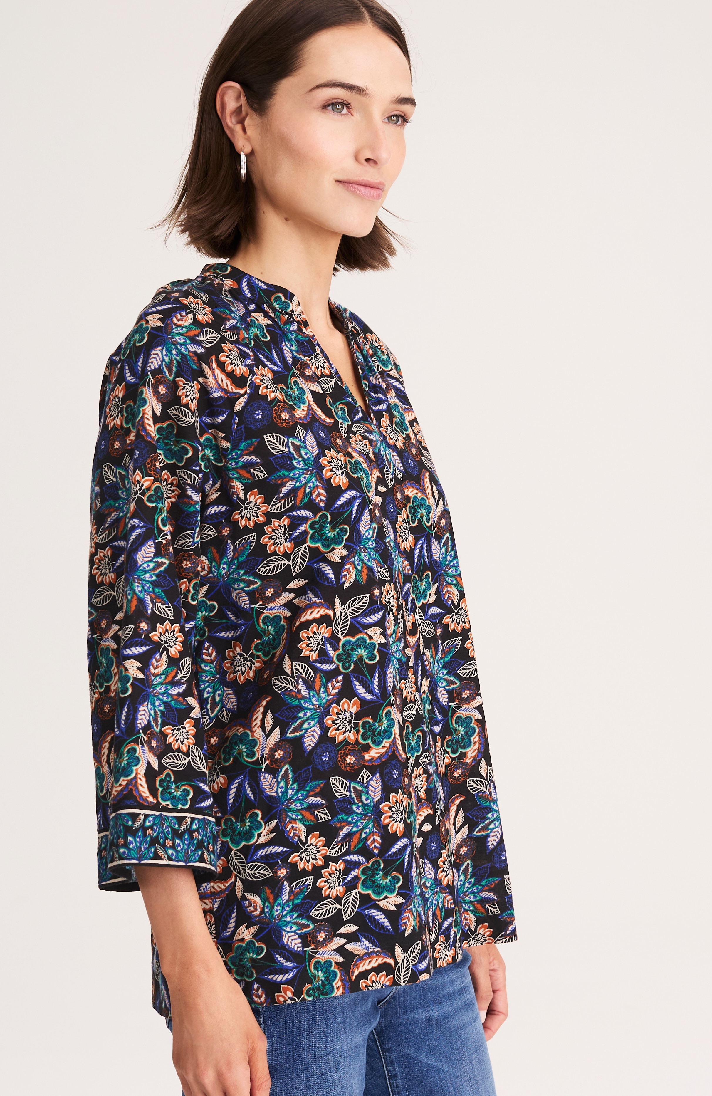 BORDER-PRINTED A-LINE TOP | JJill