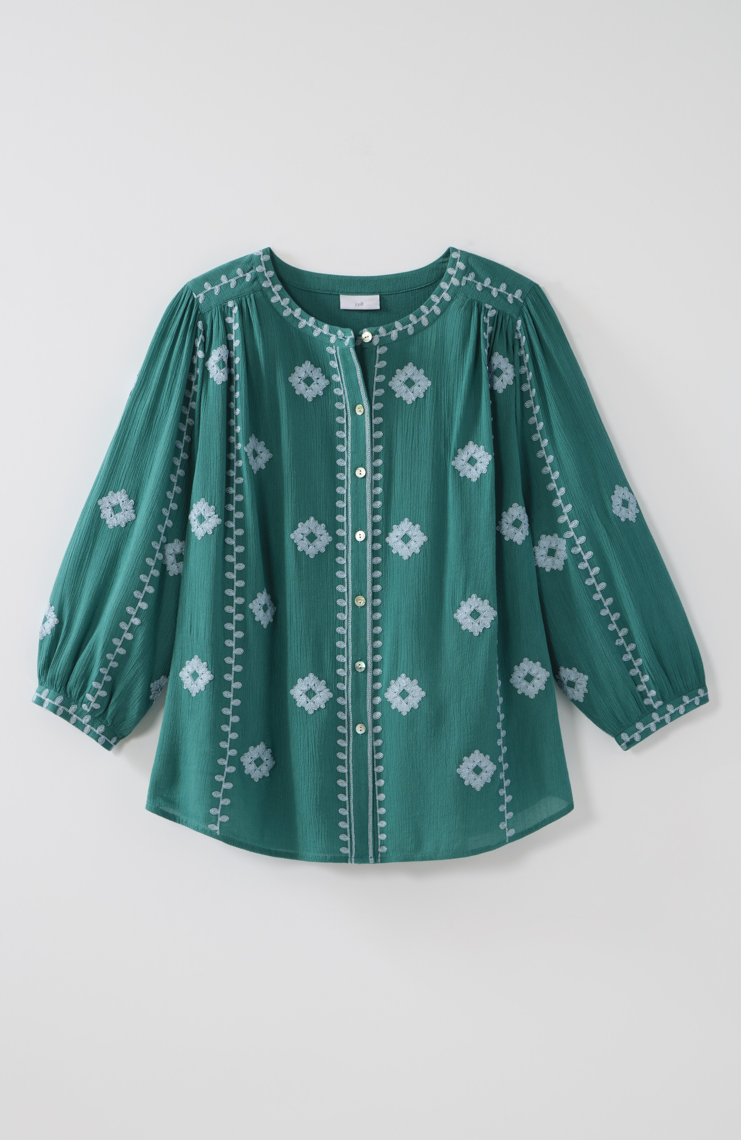 contrast-embroidered top
