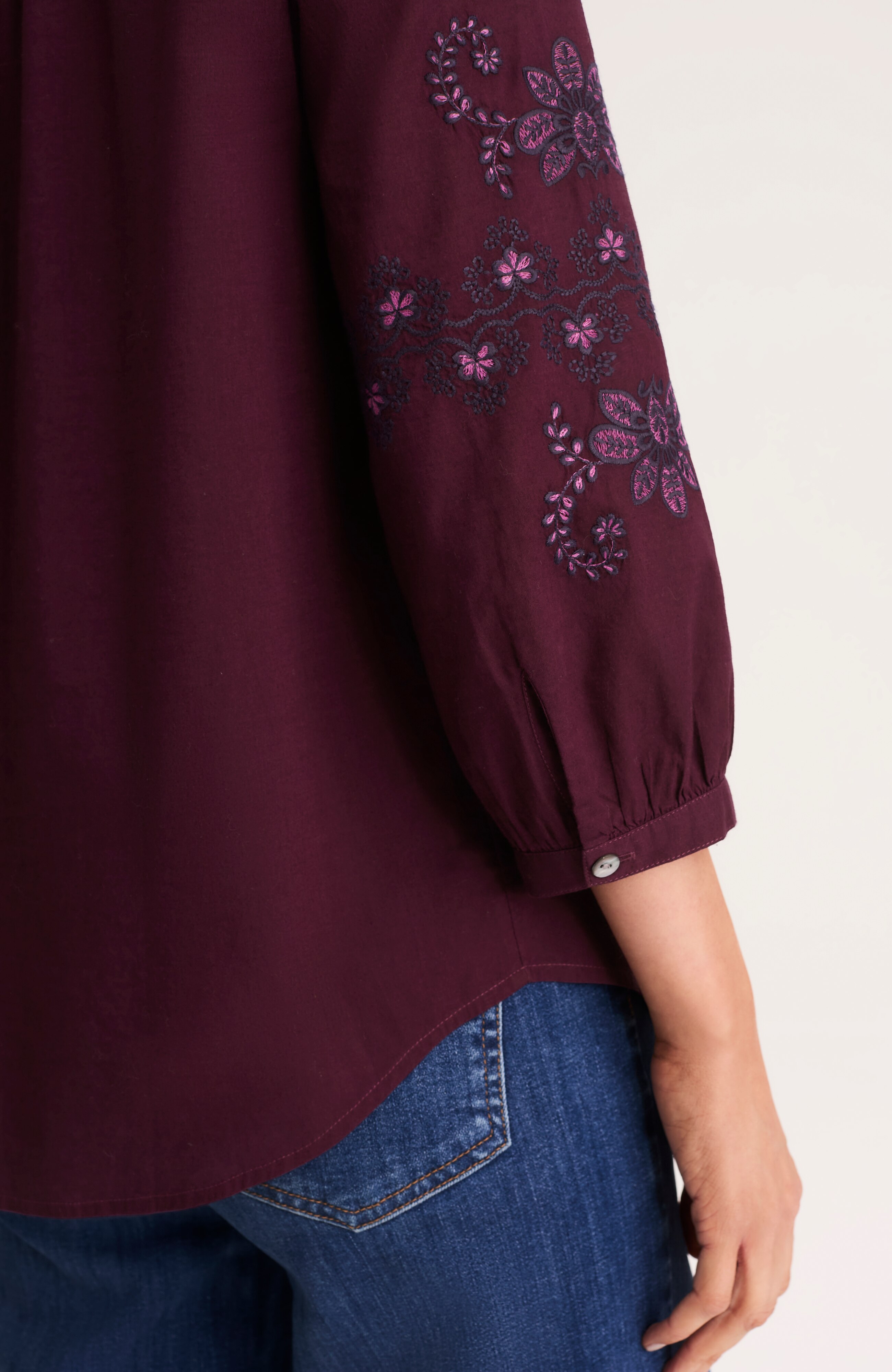 TONAL FLORAL-EMBROIDERED TOP | JJill