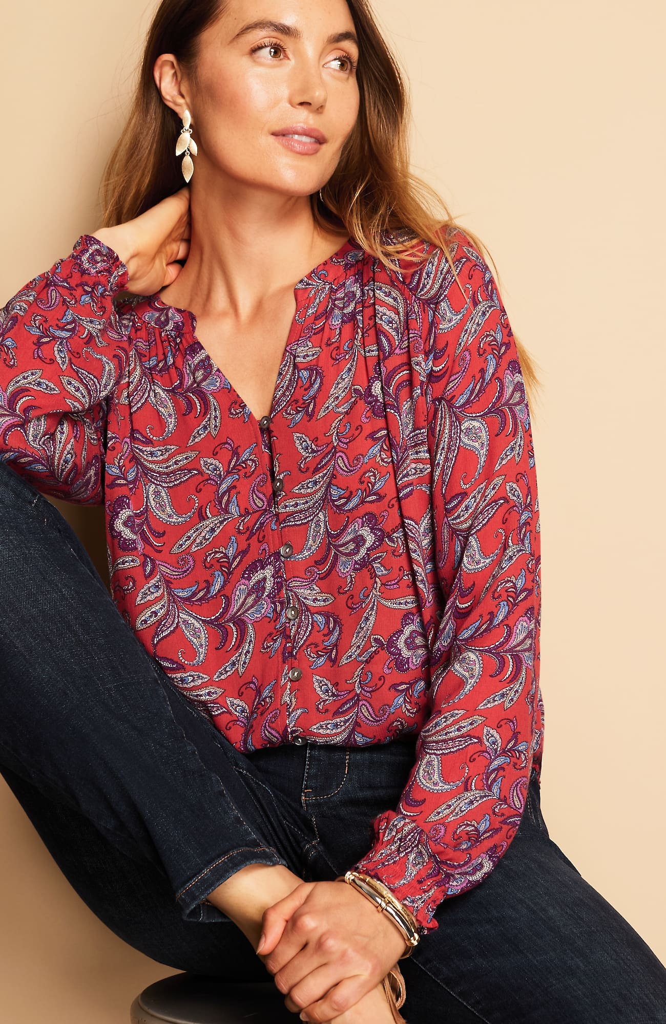Jjill J.jill Smocked Blouse In Multi