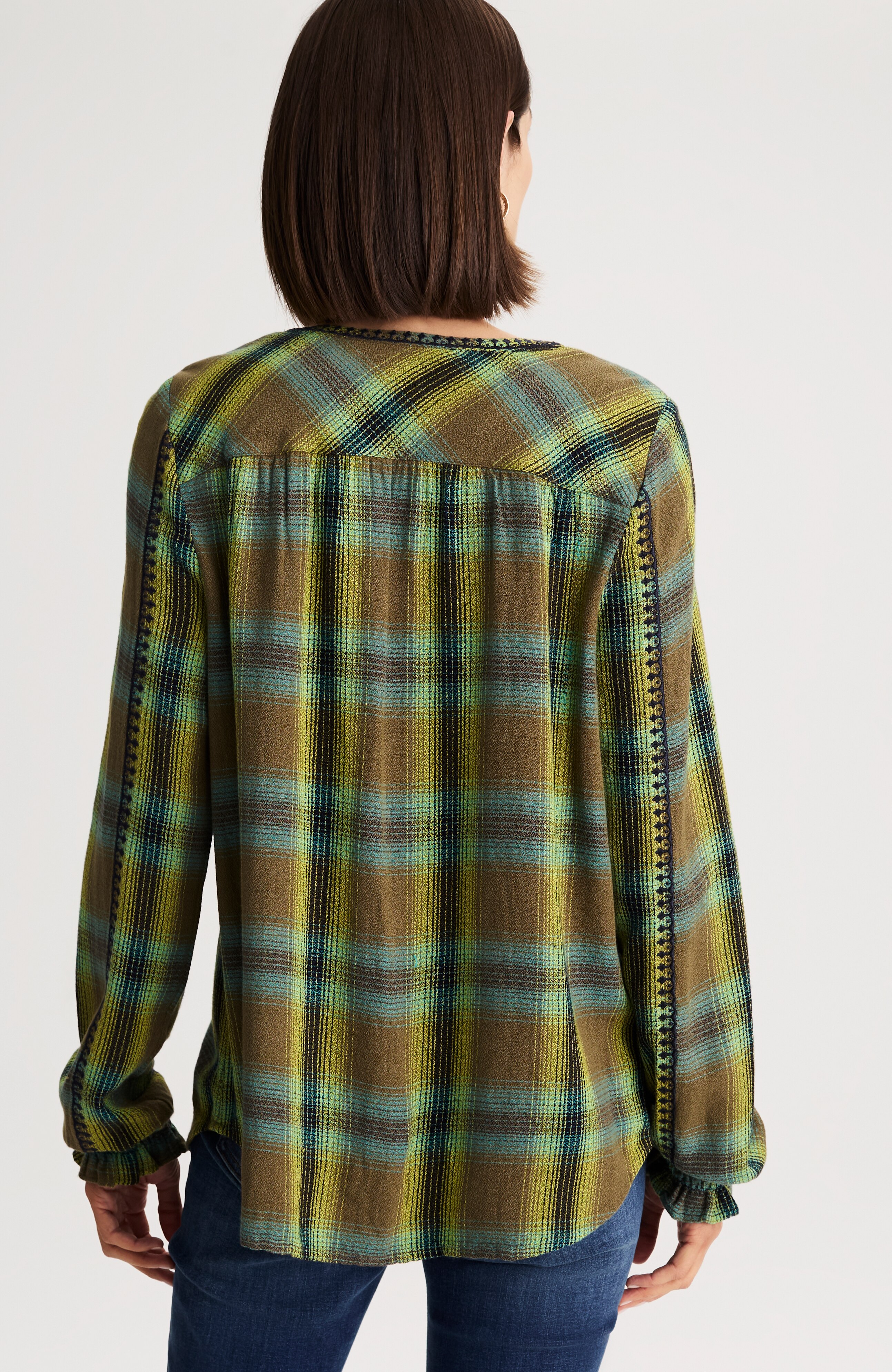 embroidered plaid popover