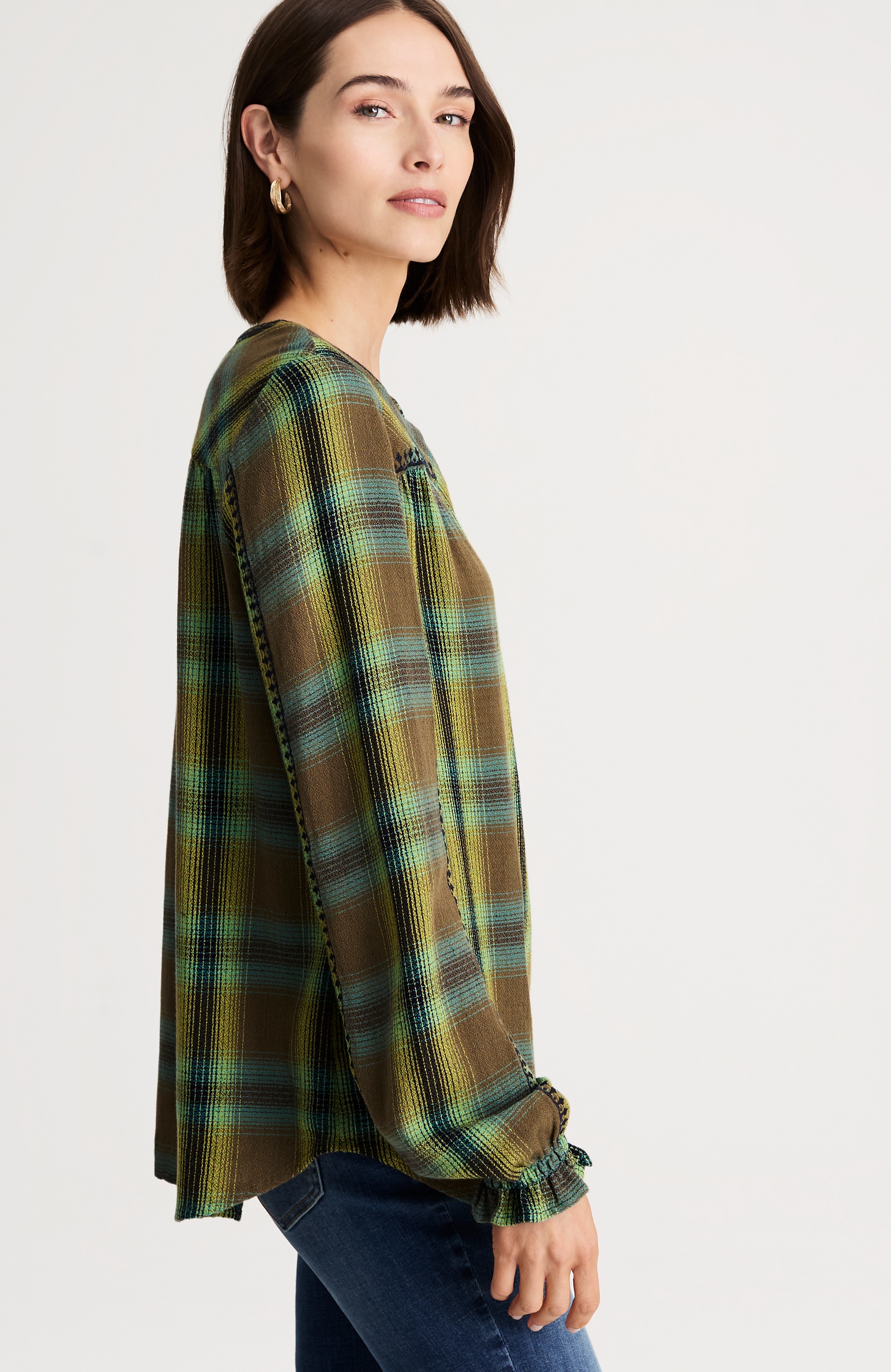 embroidered plaid popover