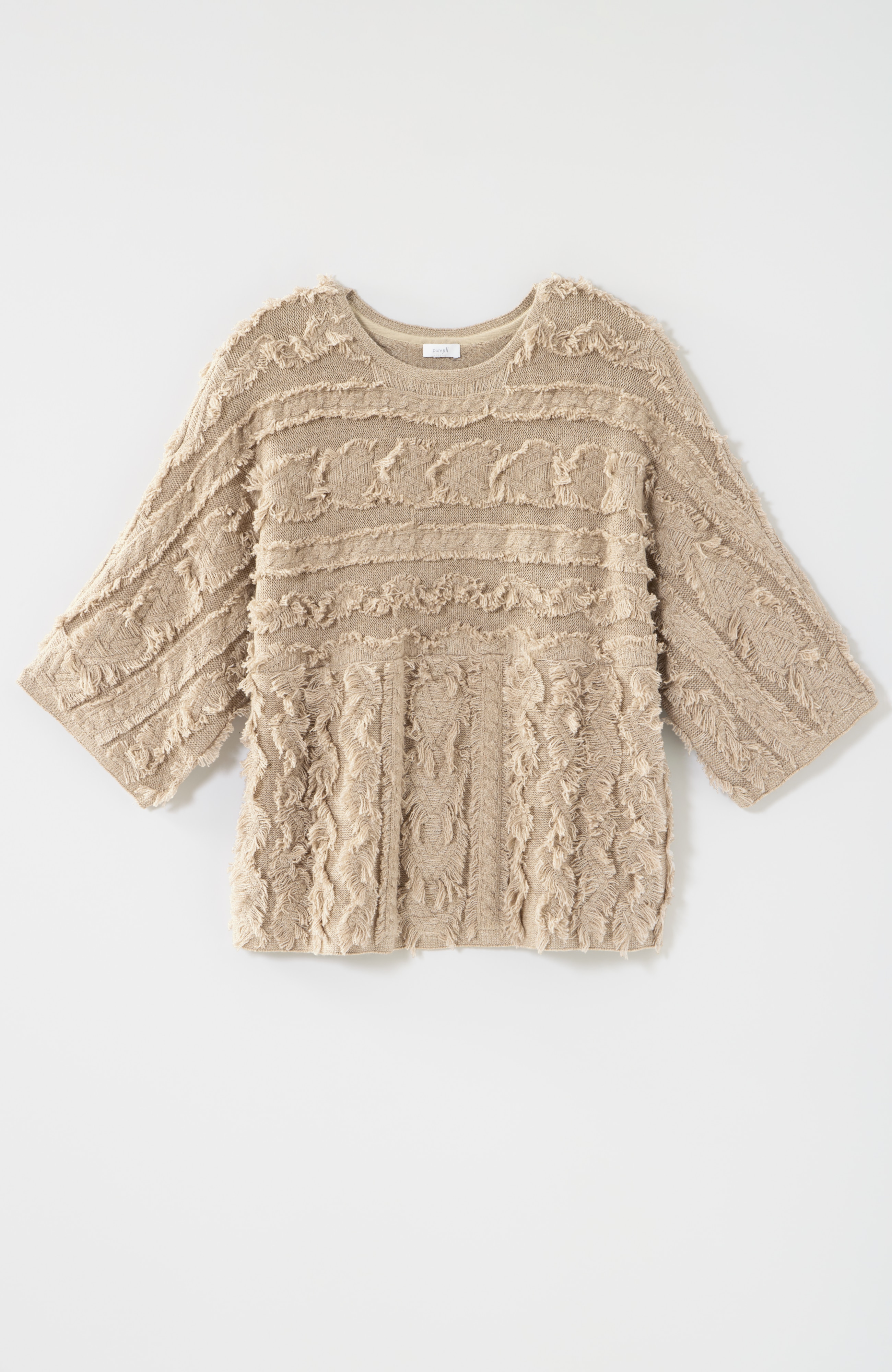 pure jill fringed jacquard sweater