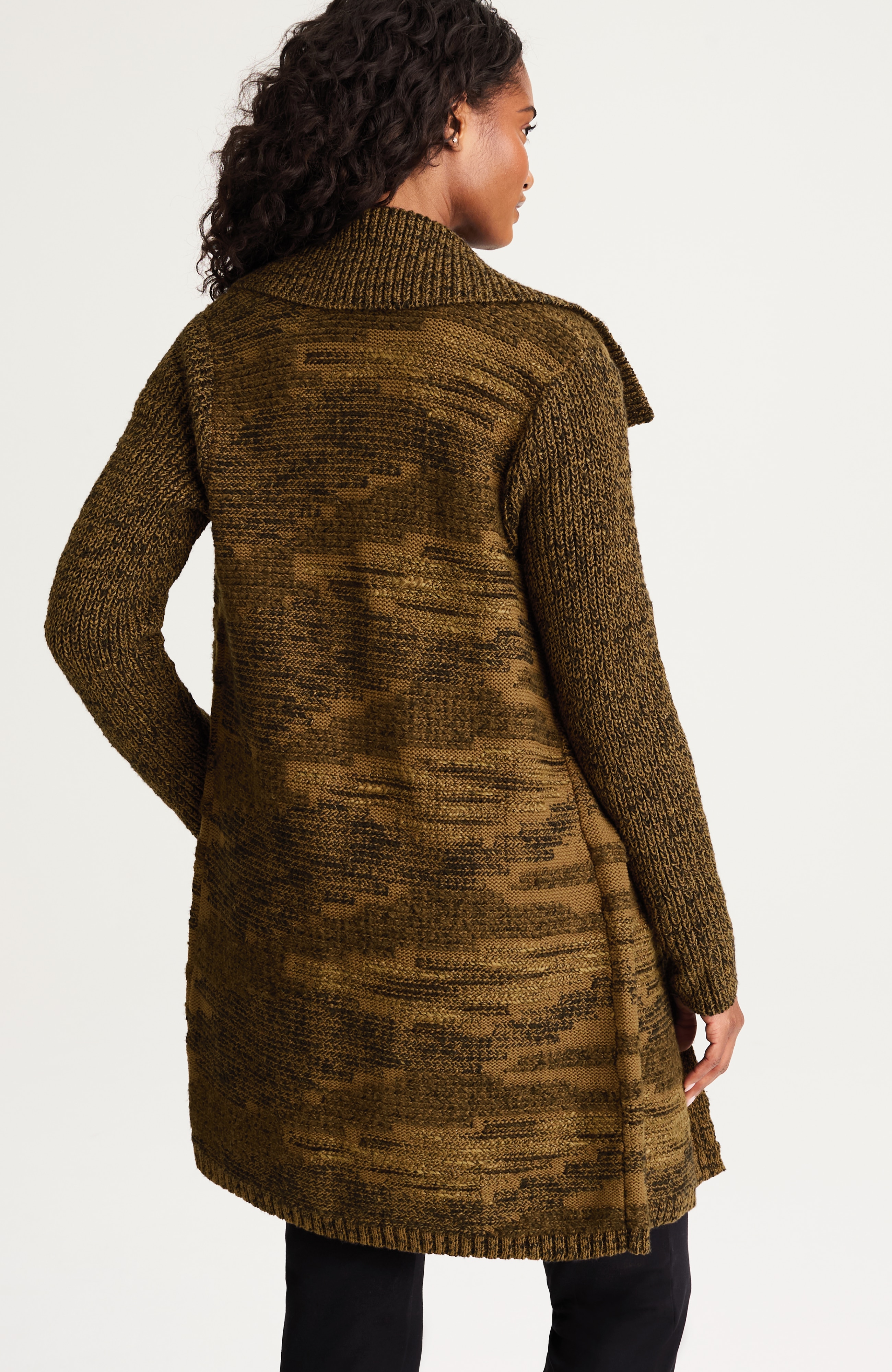 pure jill rib-textured intarsia cardi