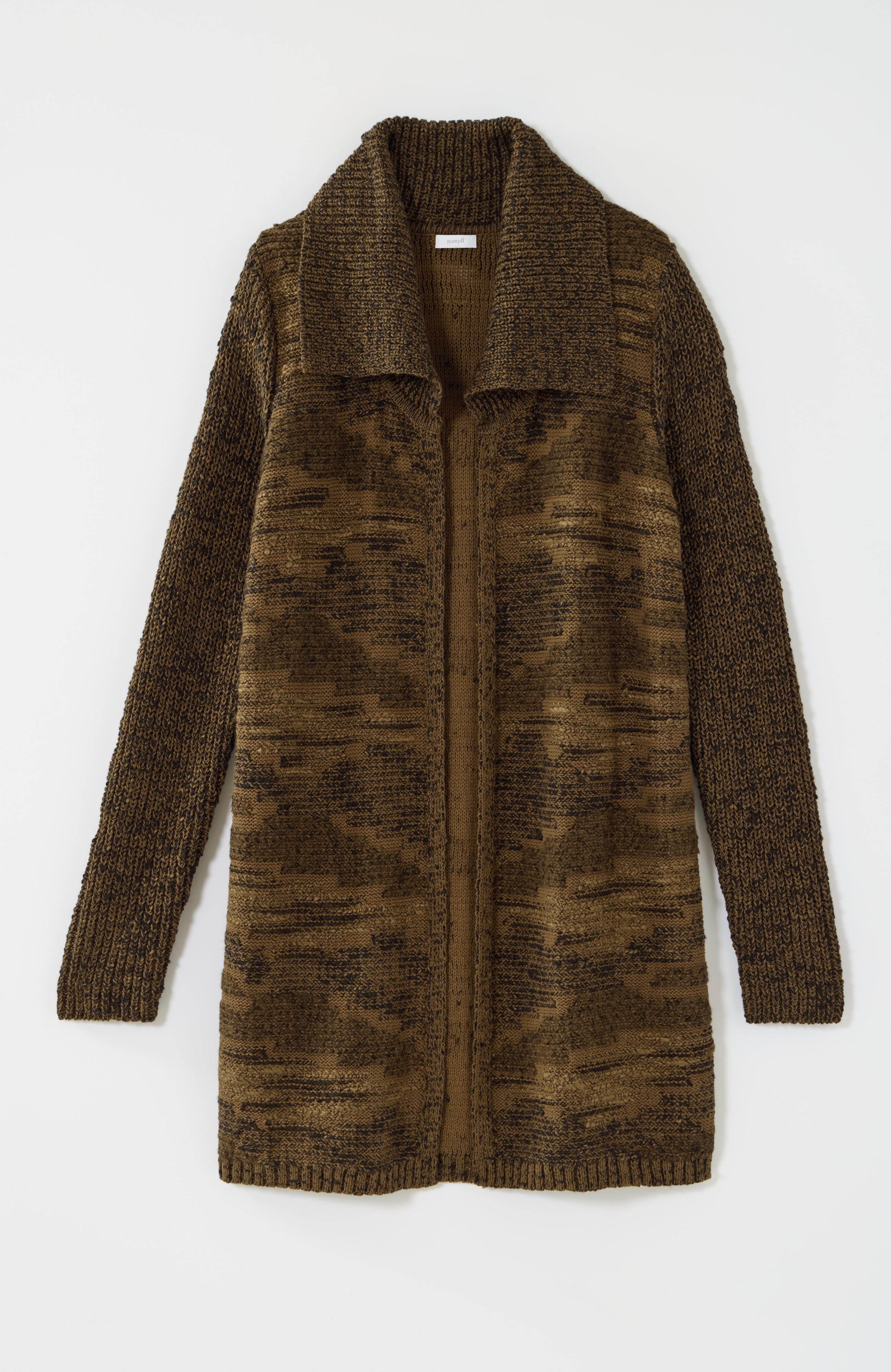 pure jill rib-textured intarsia cardi