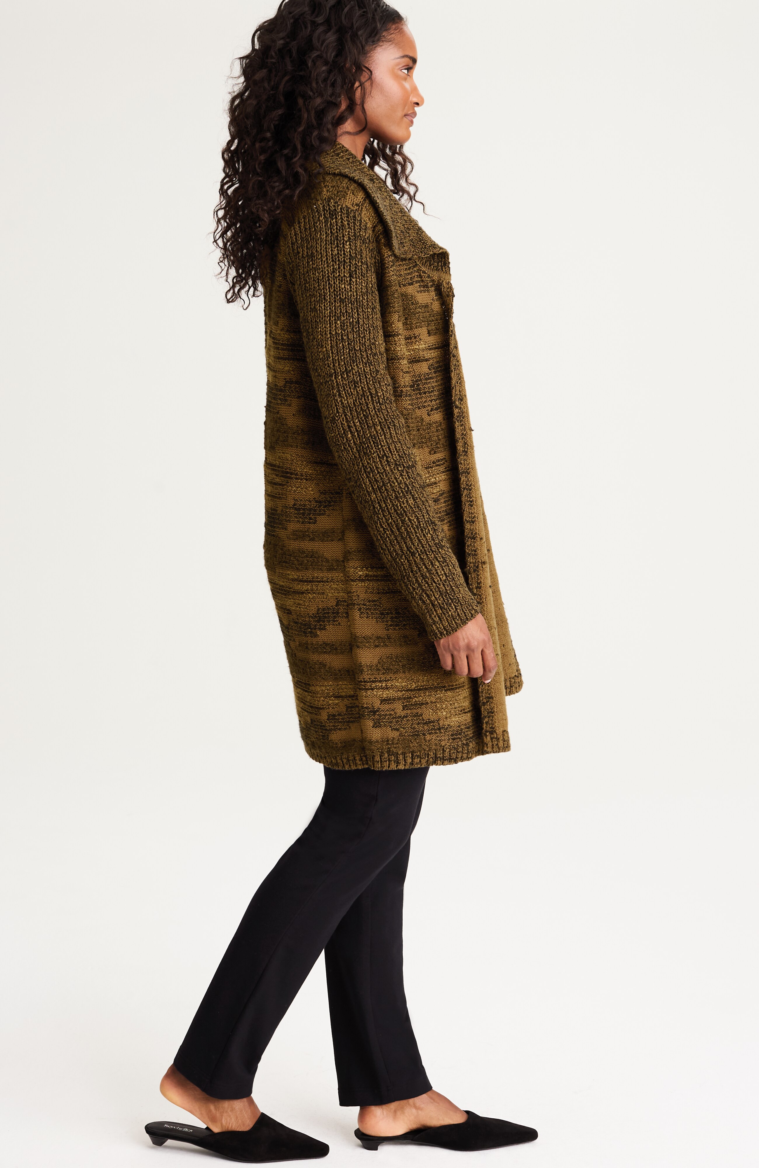 pure jill rib-textured intarsia cardi