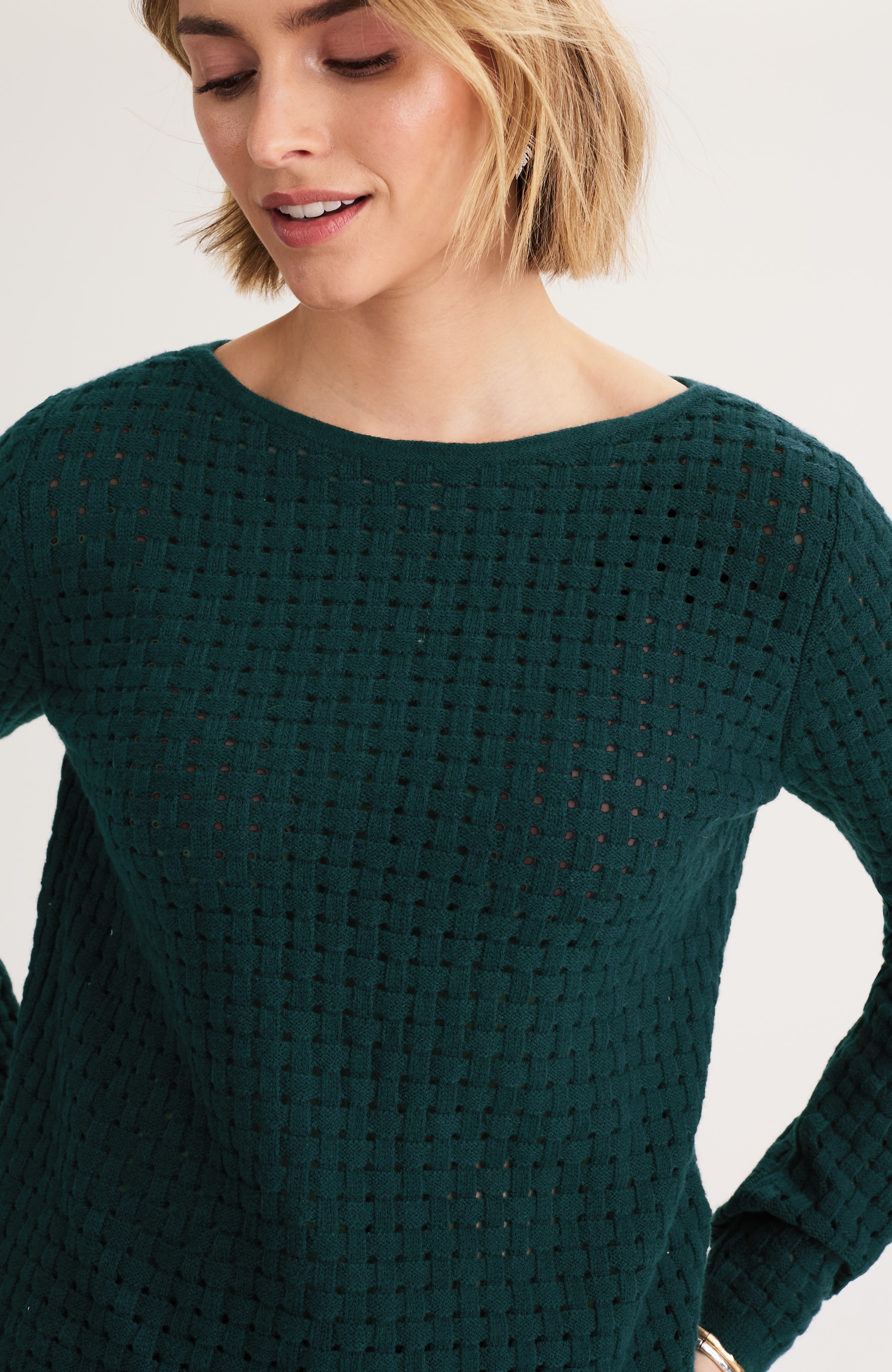 textured-stitch pullover sweater
