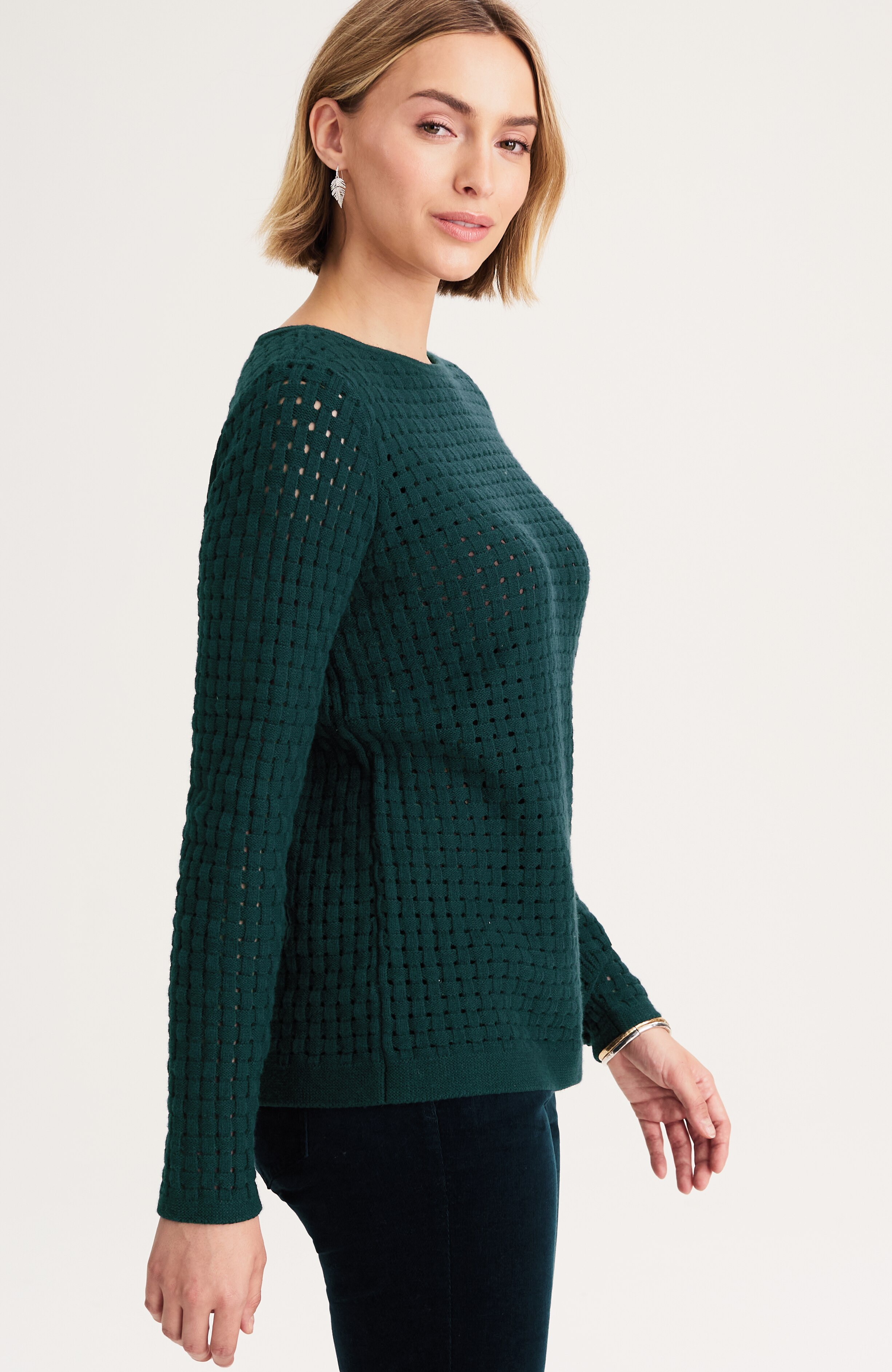 textured-stitch pullover sweater