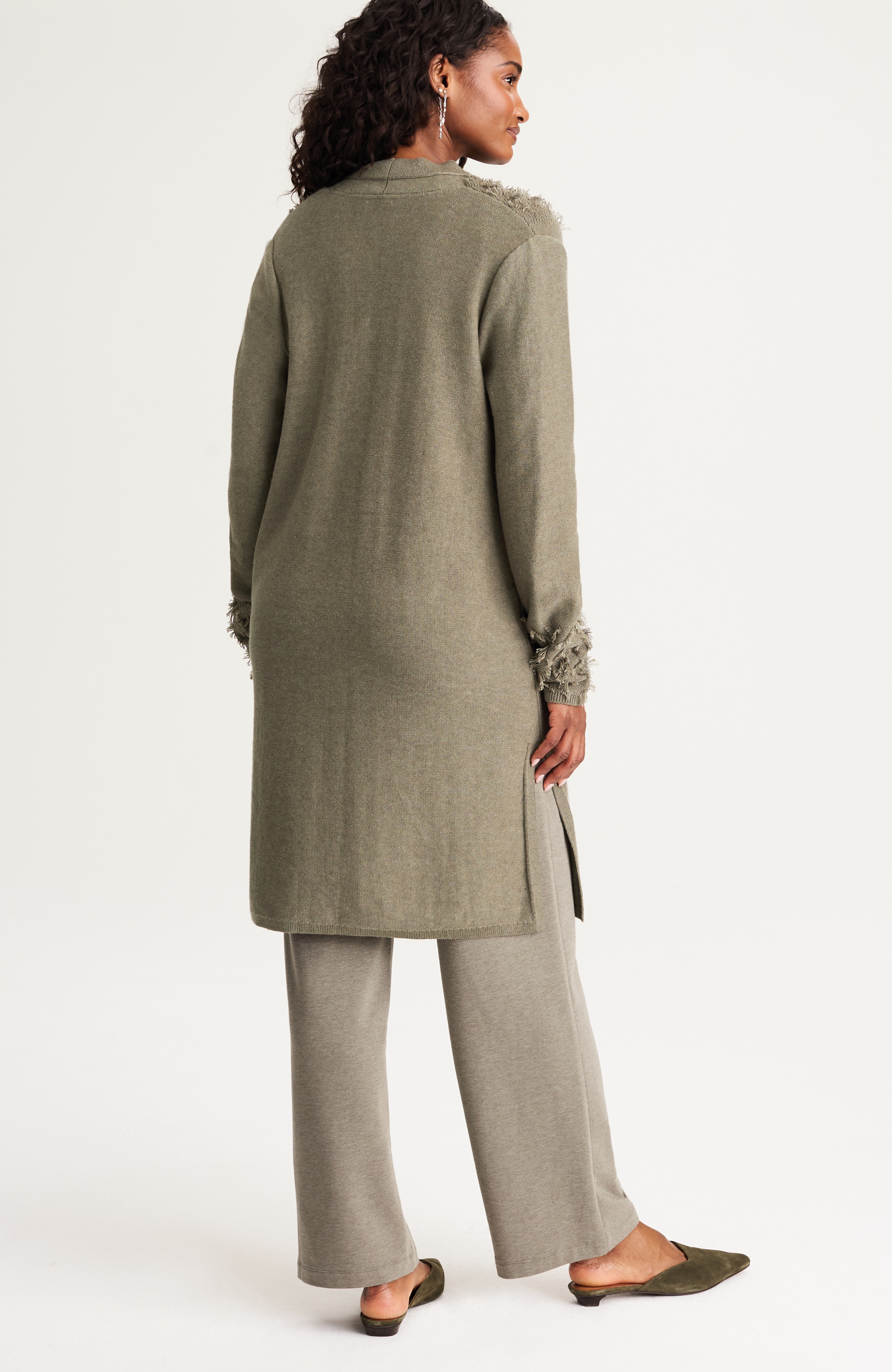 pure jill clipped-jacquard long cardi