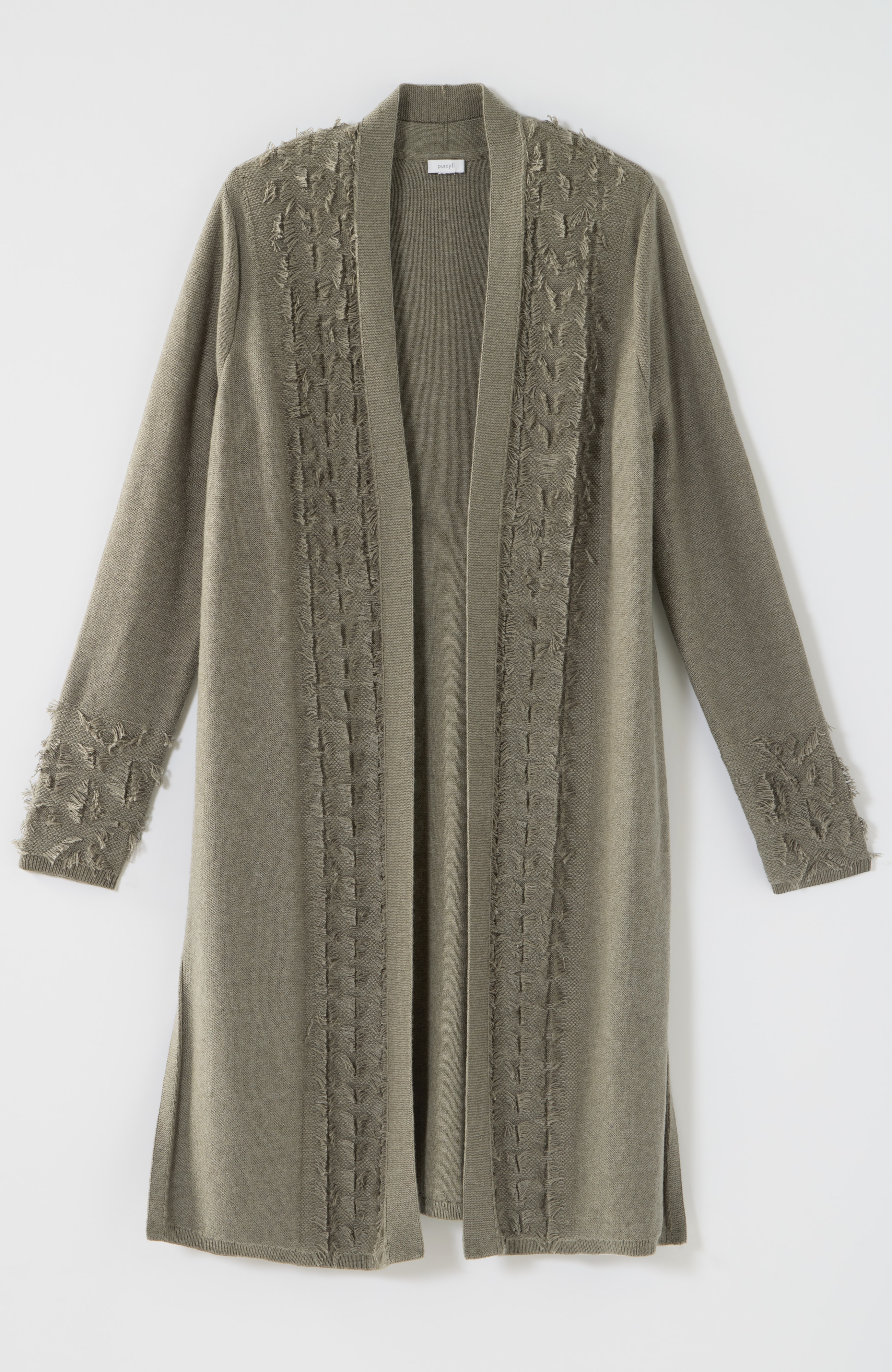 pure jill clipped-jacquard long cardi