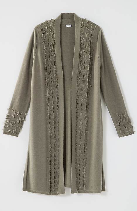 Cardigan Long Ouvert à Capuche J. Jill Lenox - Taille PM - Laine Mélangée Motif Aztèque - Neuf