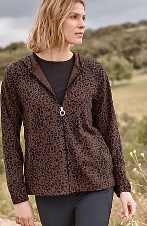 Image for Fit Leopard-Printed Zipper Hoodie