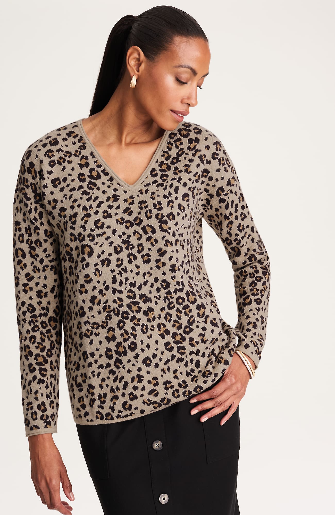 Jjill J.jill Wearever Leopard-jacquard Sweater