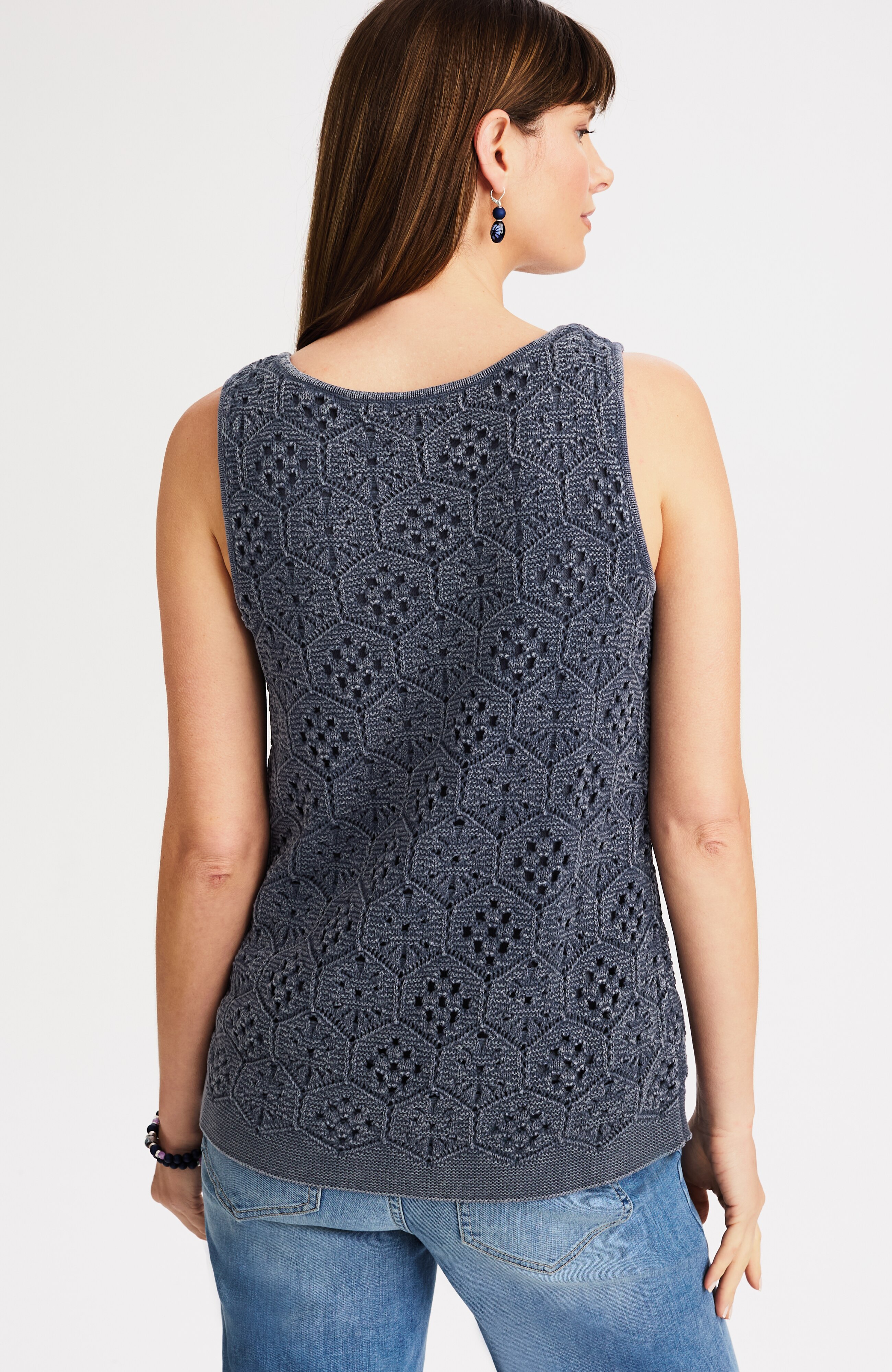 stonewashed crochet-pattern tank