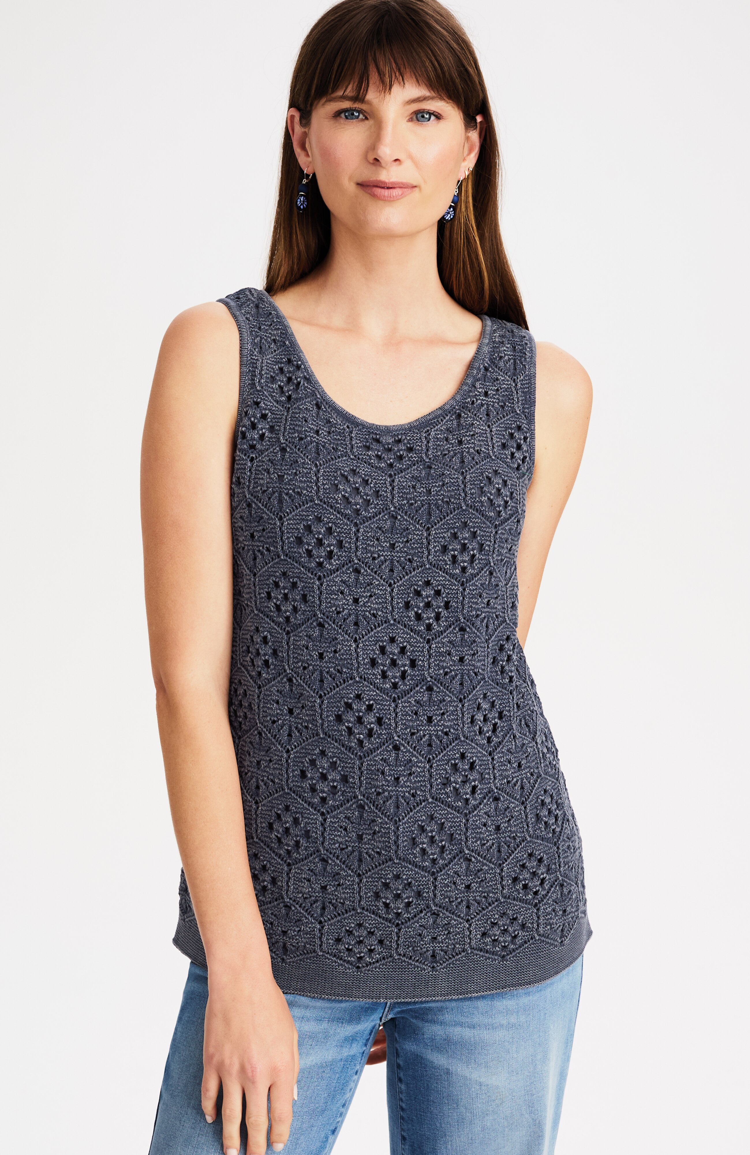 stonewashed crochet-pattern tank