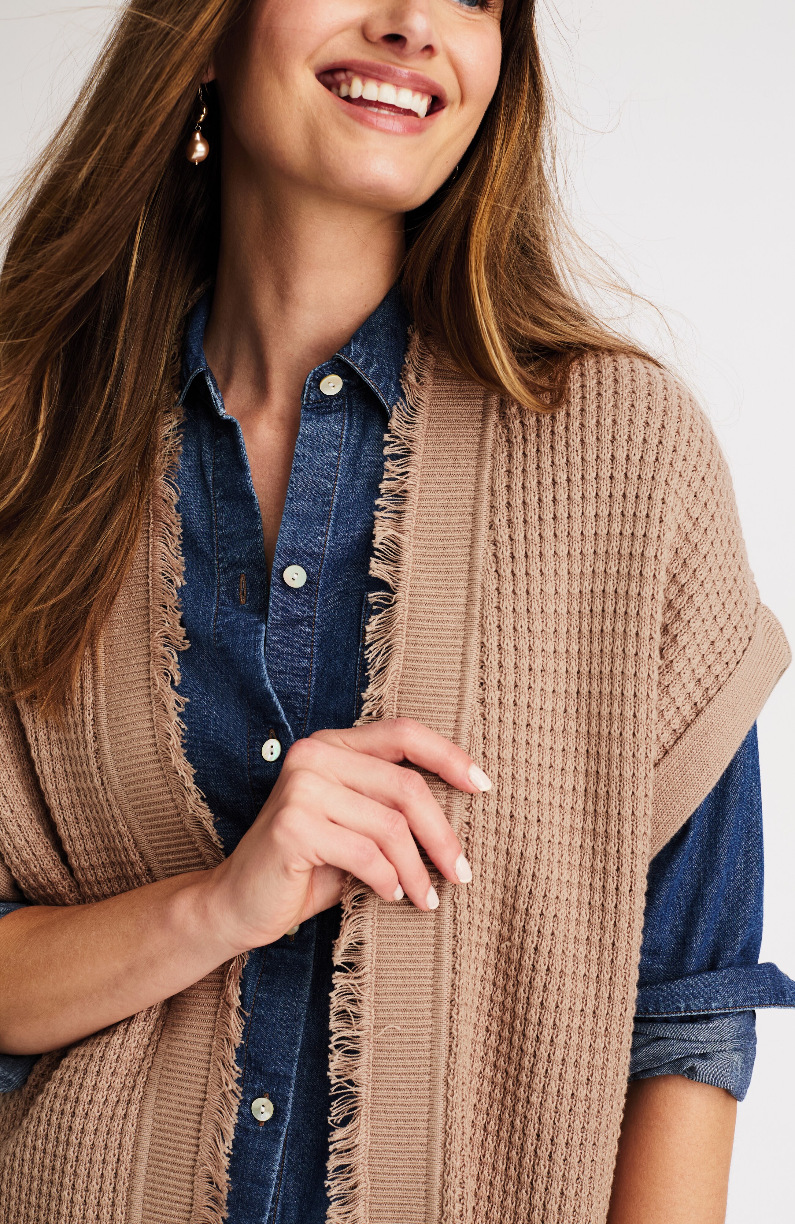 TEXTURED FRINGED-EDGE GILET | JJill
