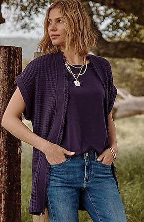 Image for Textured Fringed-Edge Gilet