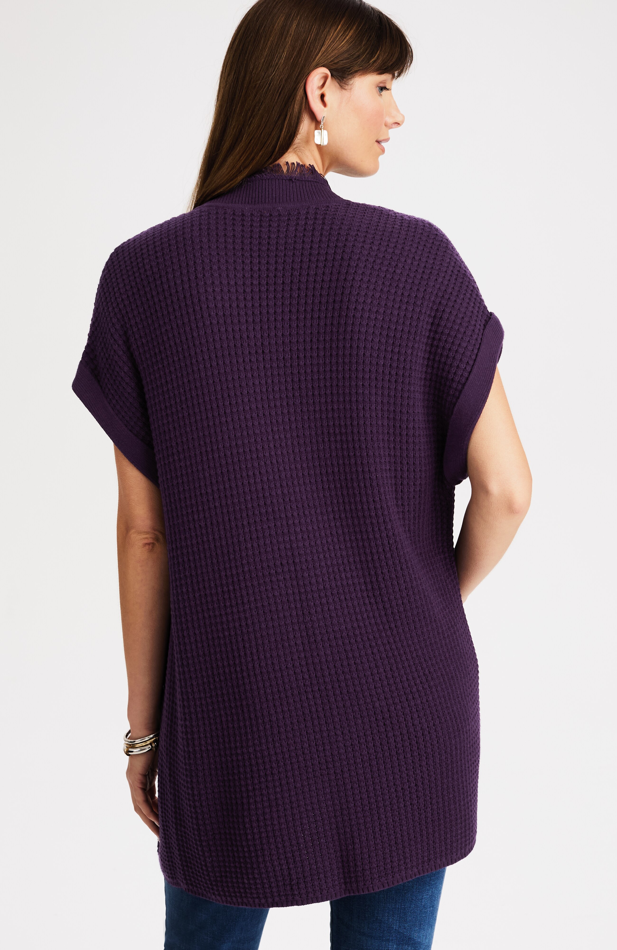 textured fringed-edge gilet
