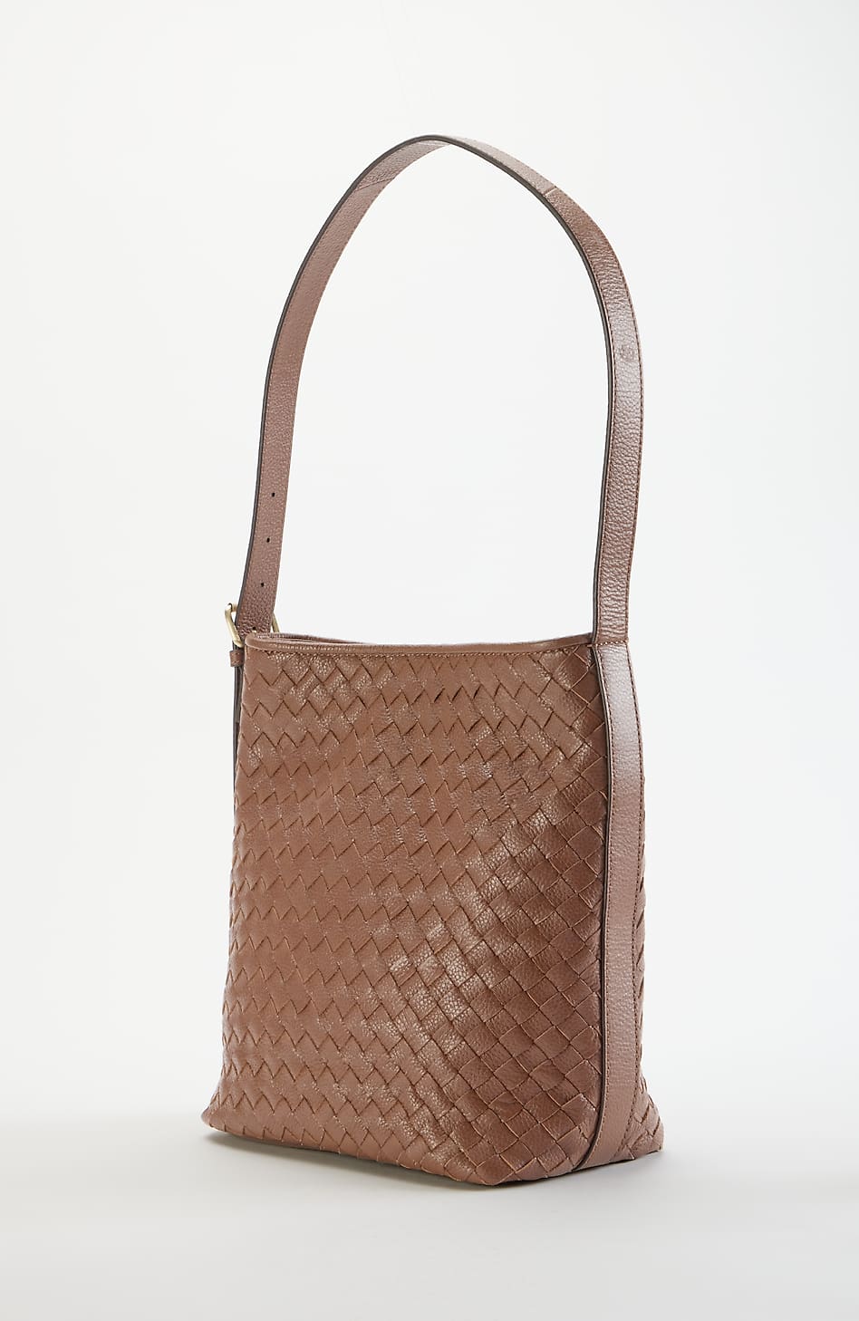WOVEN LEATHER BUCKET BAG JJill